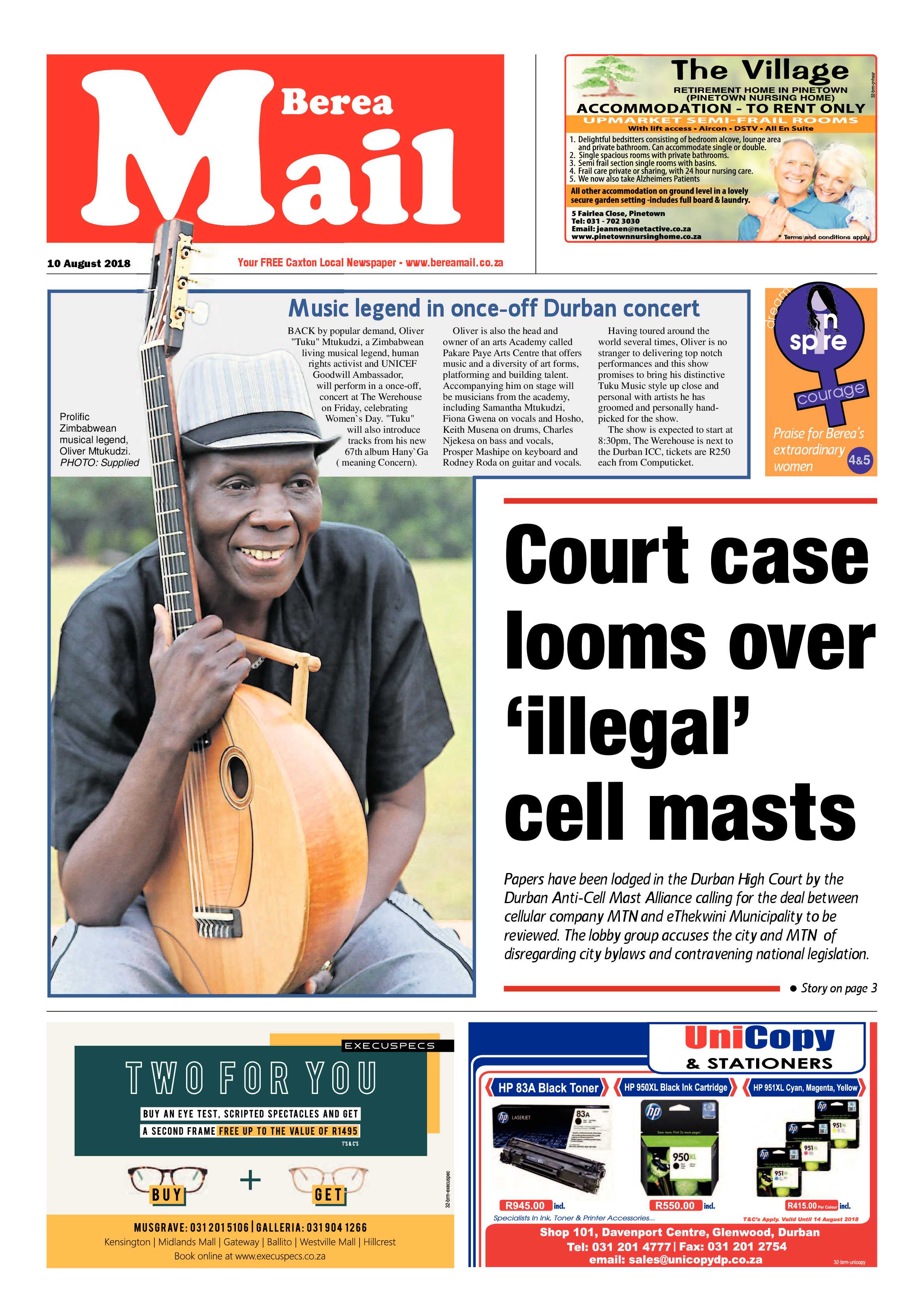 Berea Mail 10 August 2018 page 1