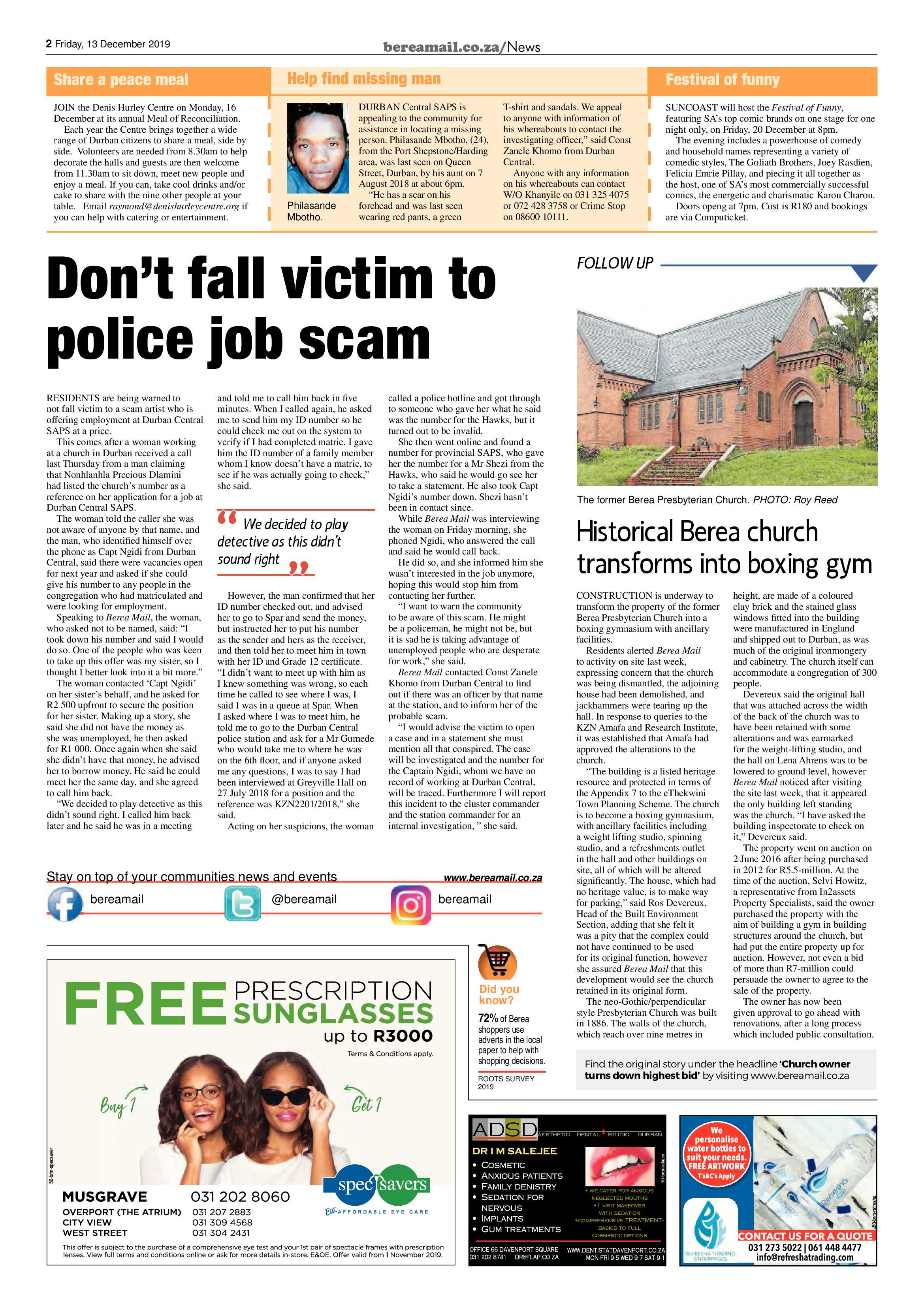 Berea Mail 13 December 2019 page 2