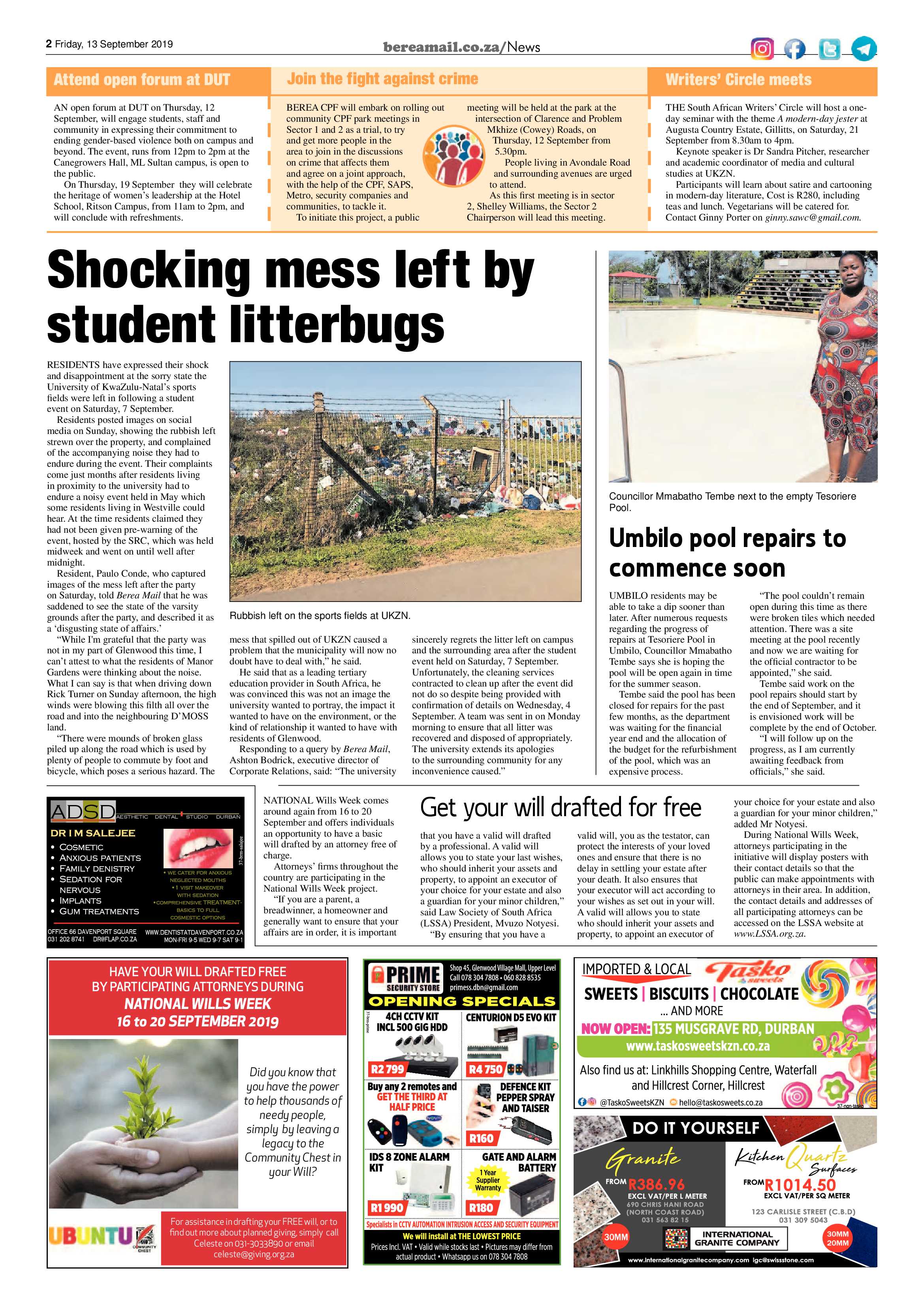 Berea Mail 13 September 2019 page 2
