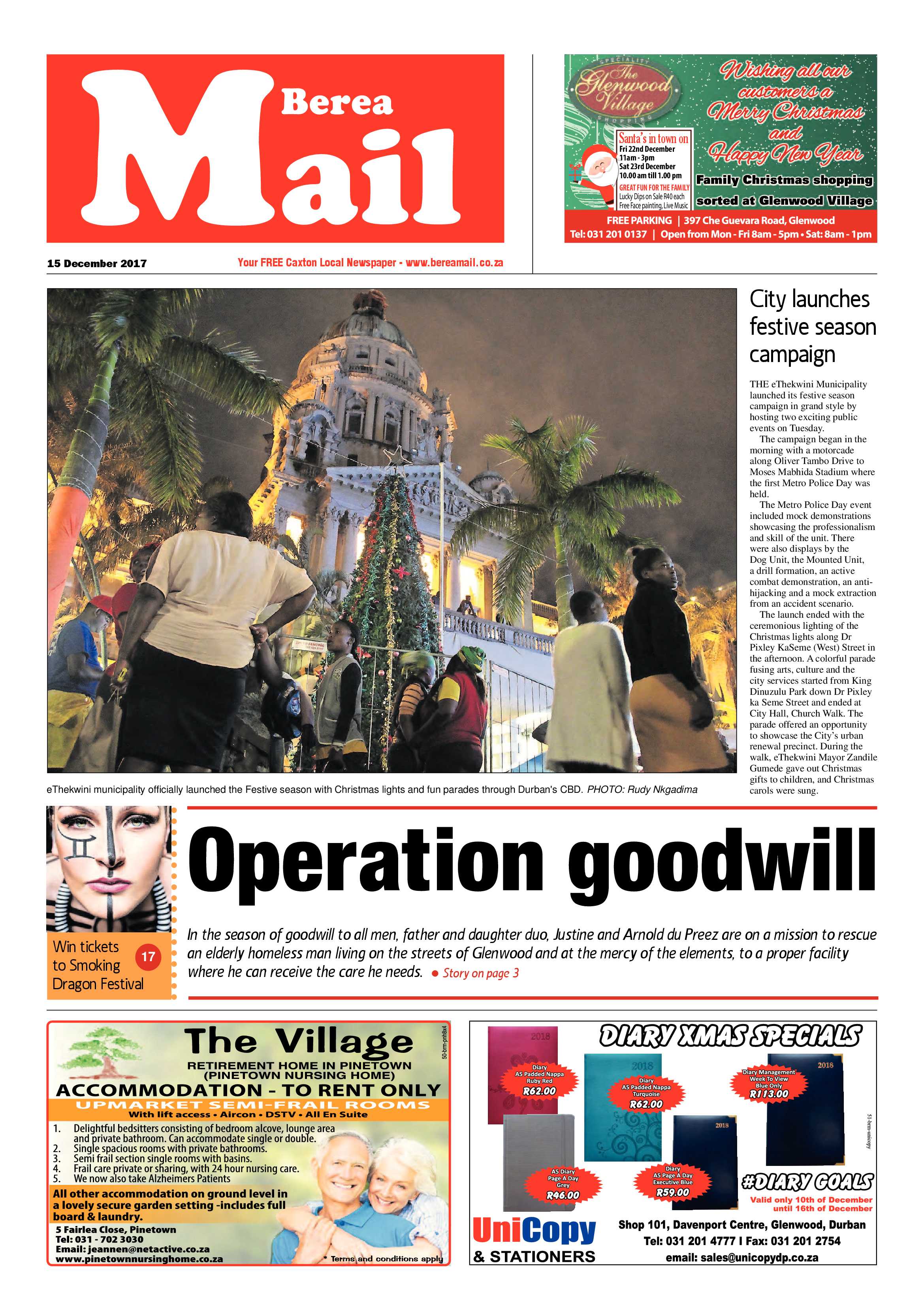 Berea Mail 15 December 2017 page 1