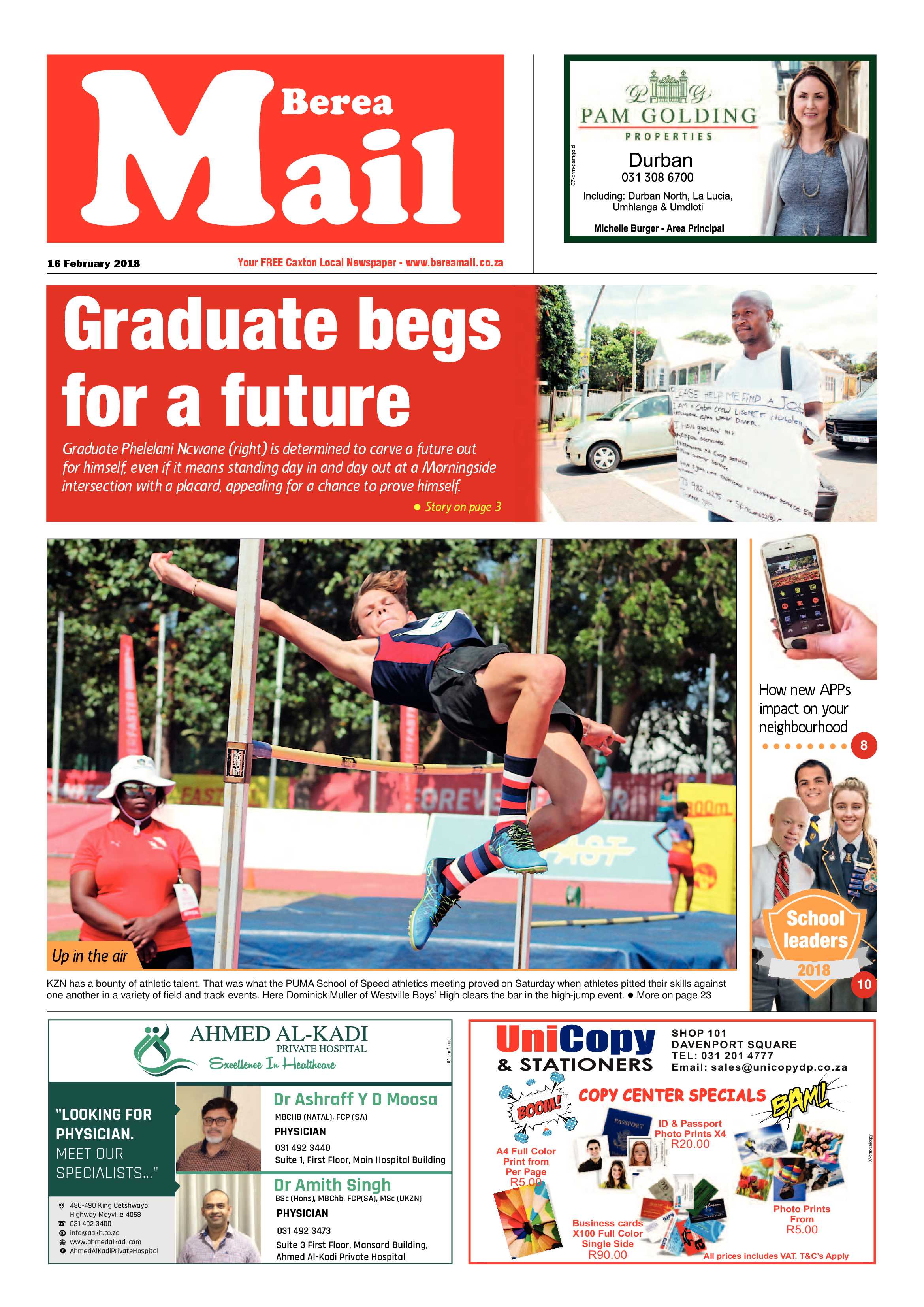 Berea Mail 16 February 2018 page 1