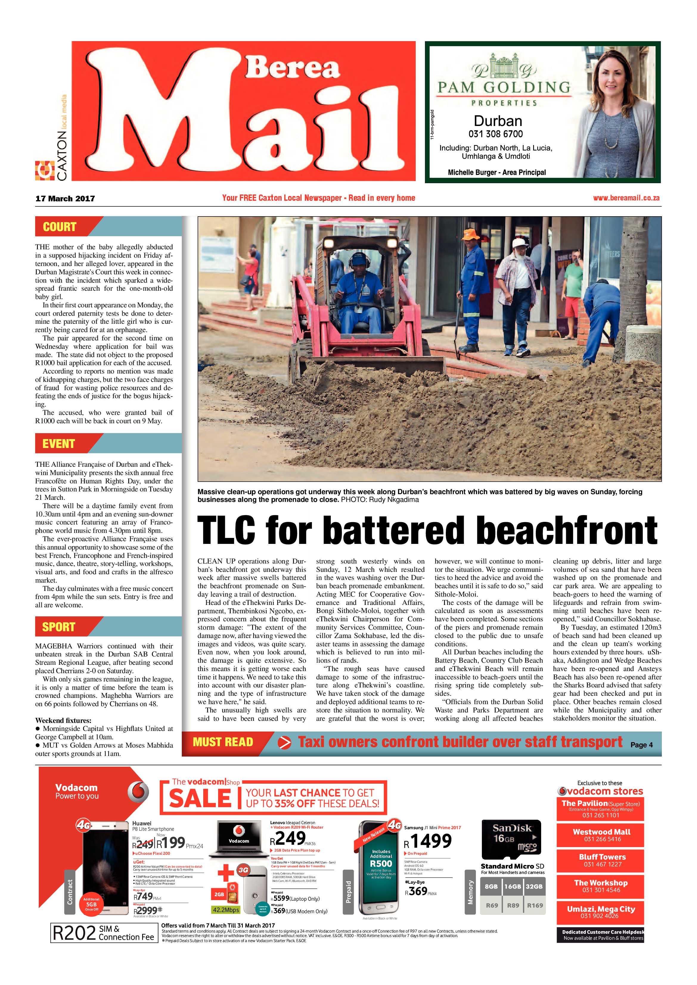 Berea Mail 17 March 2017 page 1