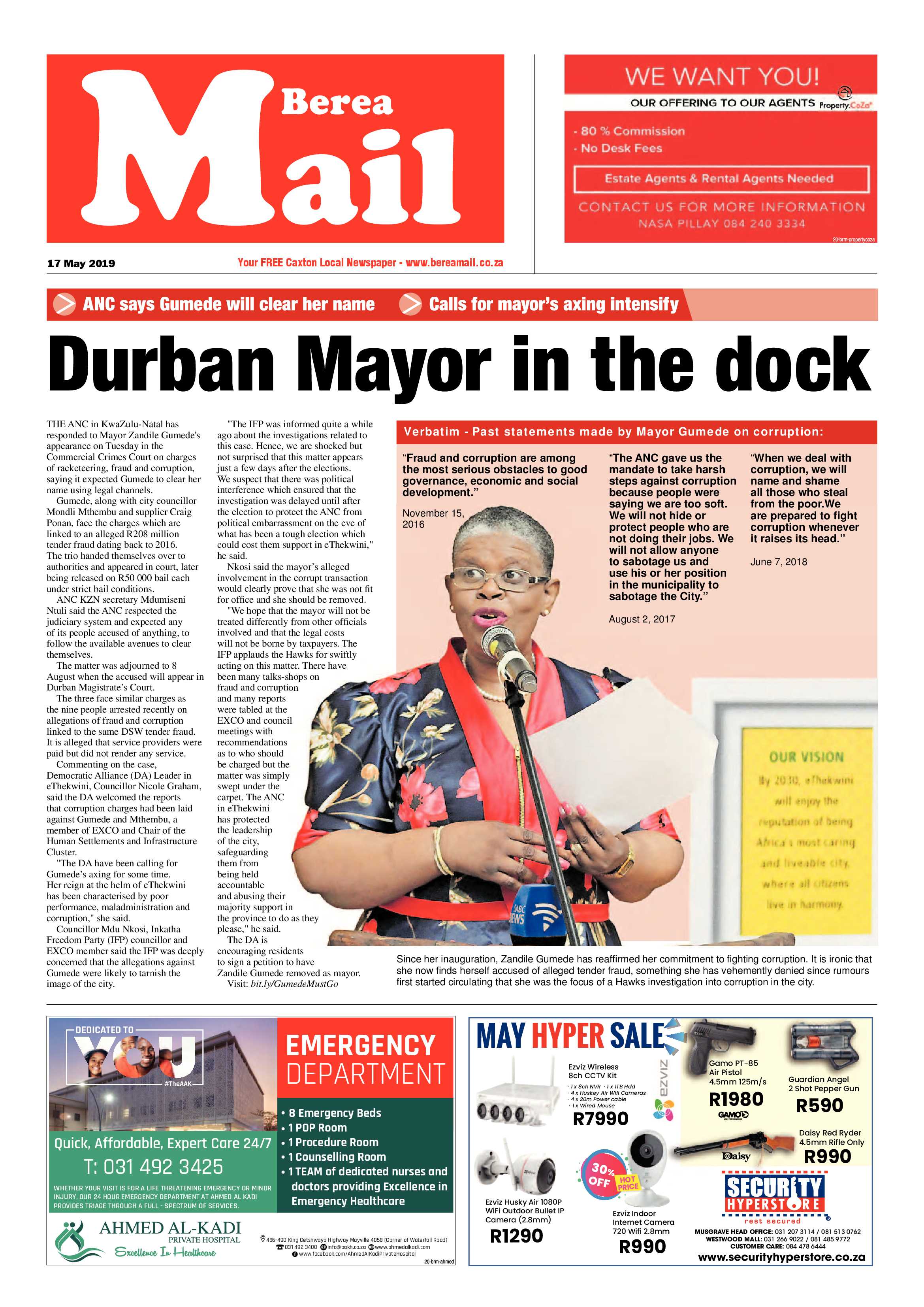 Berea Mail 17 May 2019 page 1