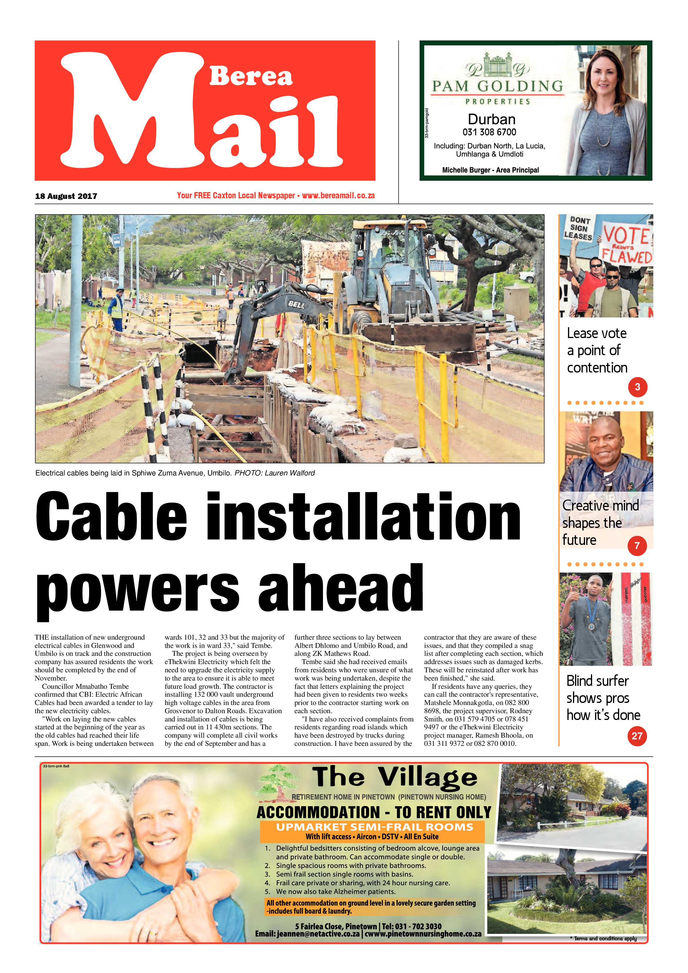 Berea Mail 18 August 2017 page 1