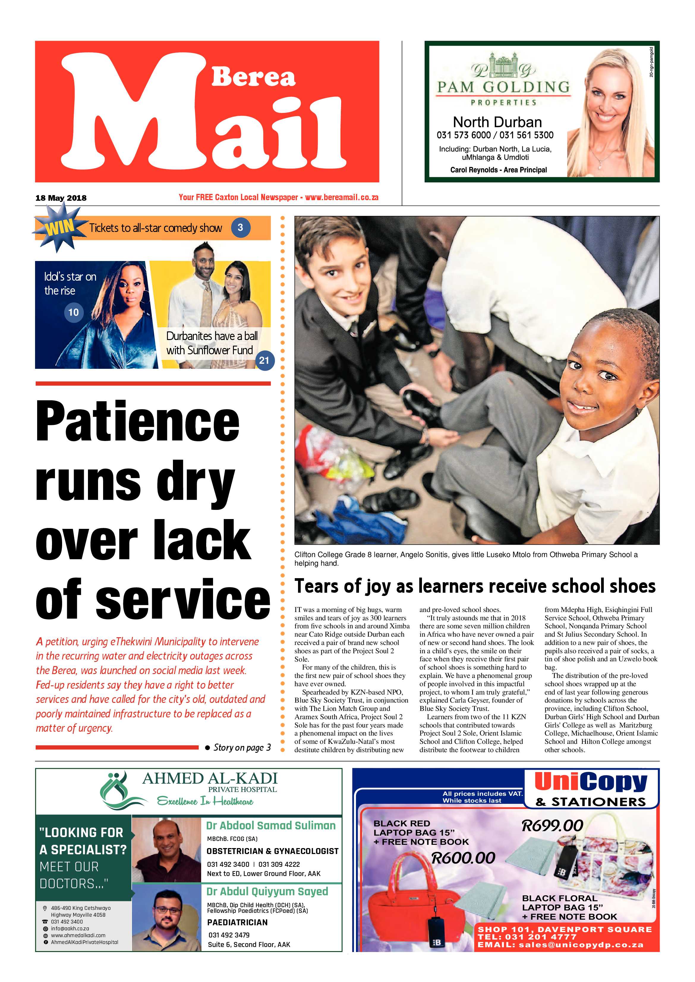 Berea Mail 18 May 2018 page 1