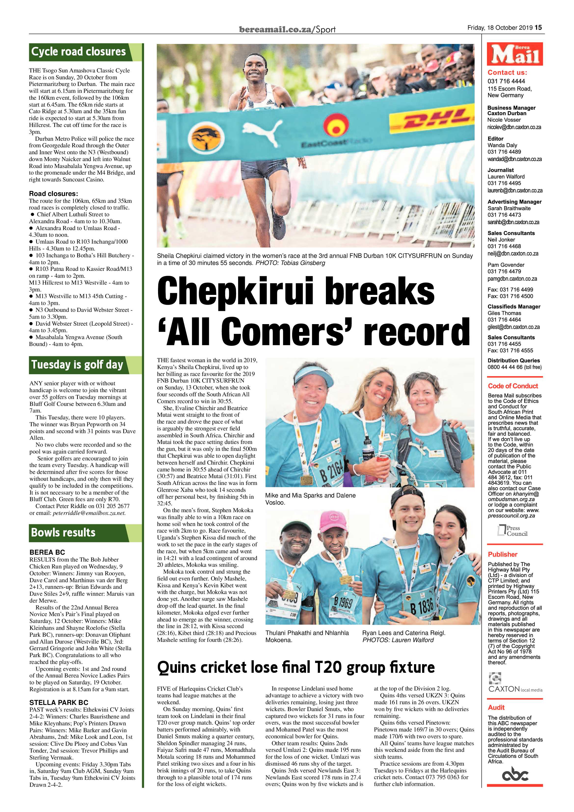 Berea Mail 18 October 2019 page 15