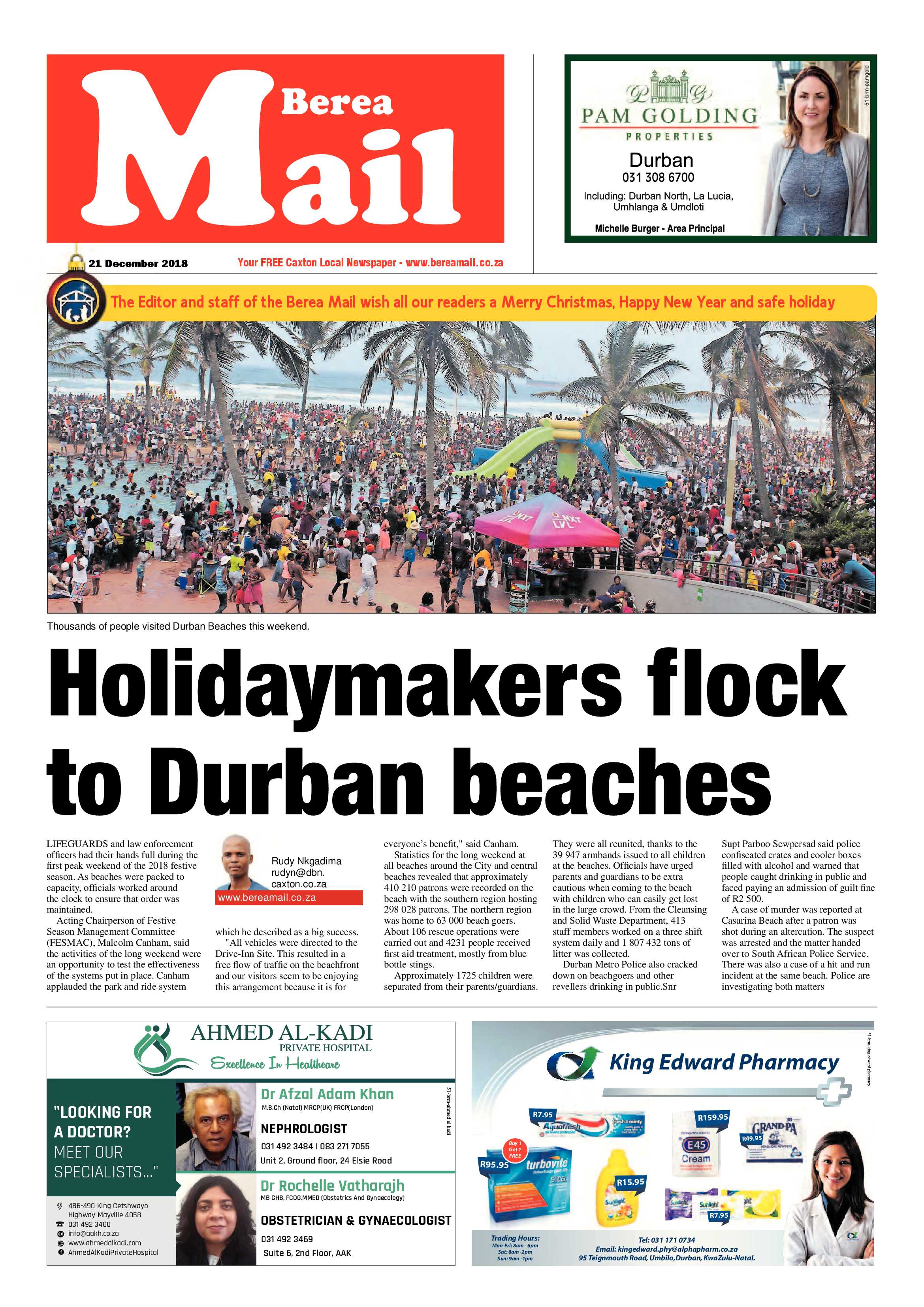 Berea Mail 21 December 2018 page 1