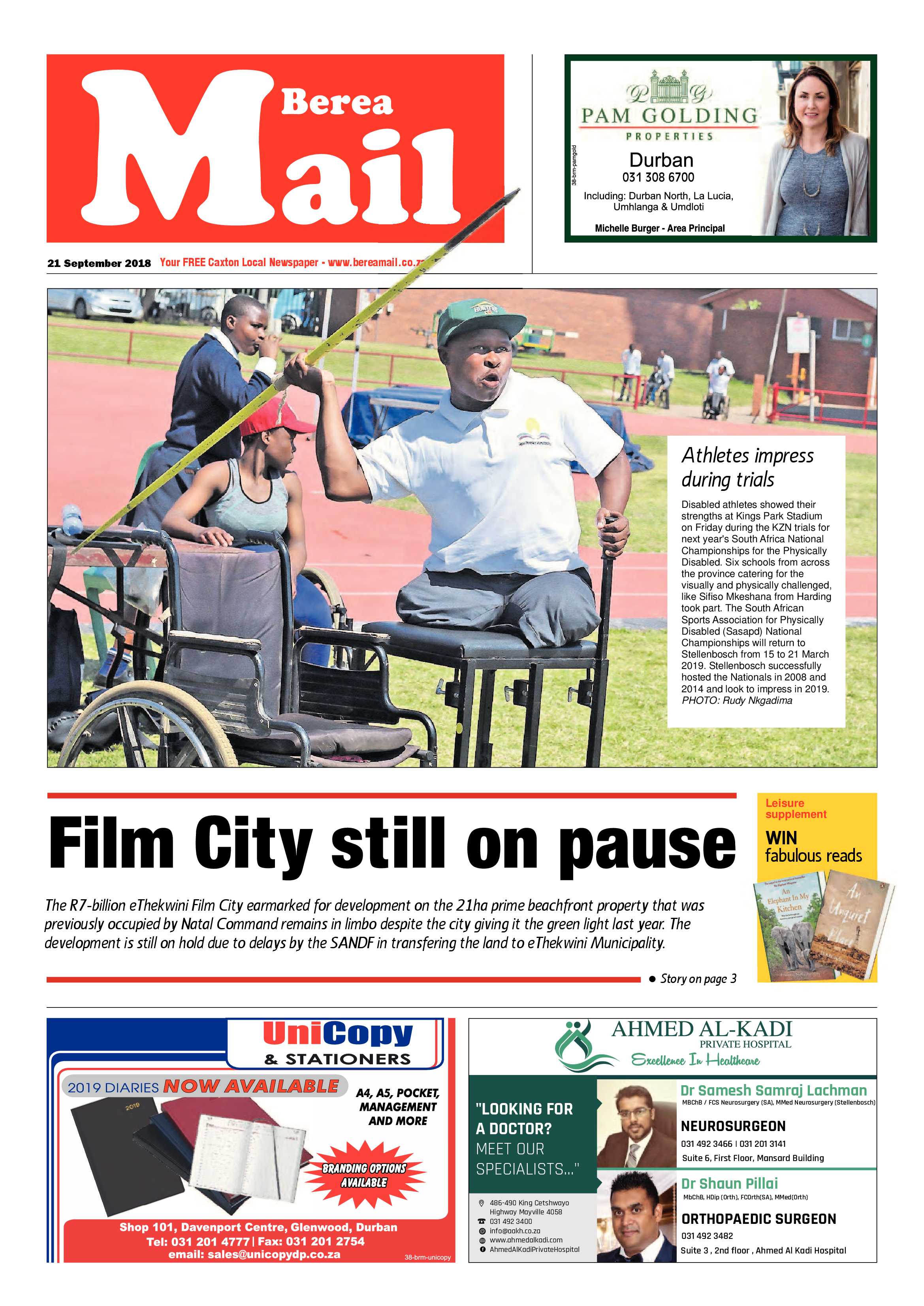 Berea Mail 21 September 2018 page 1
