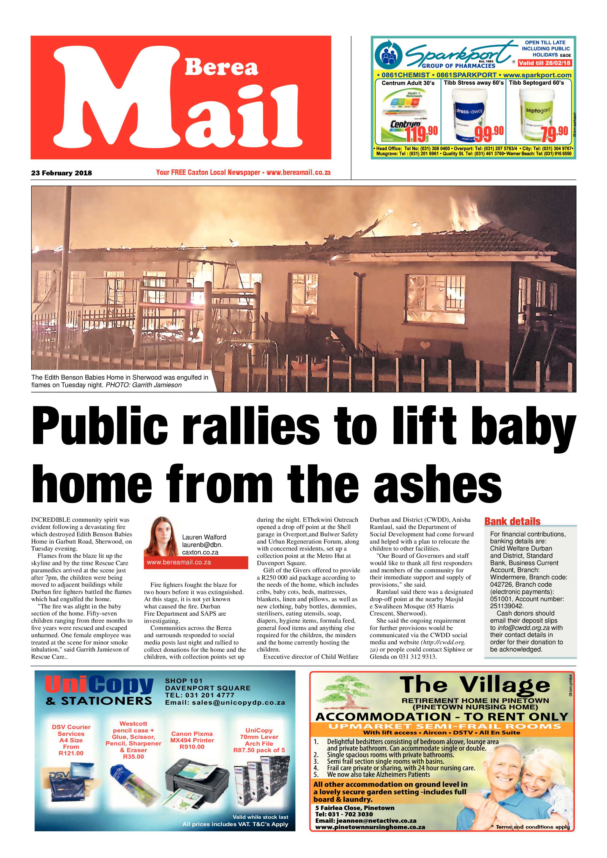 Berea Mail 23 February 2018 page 1