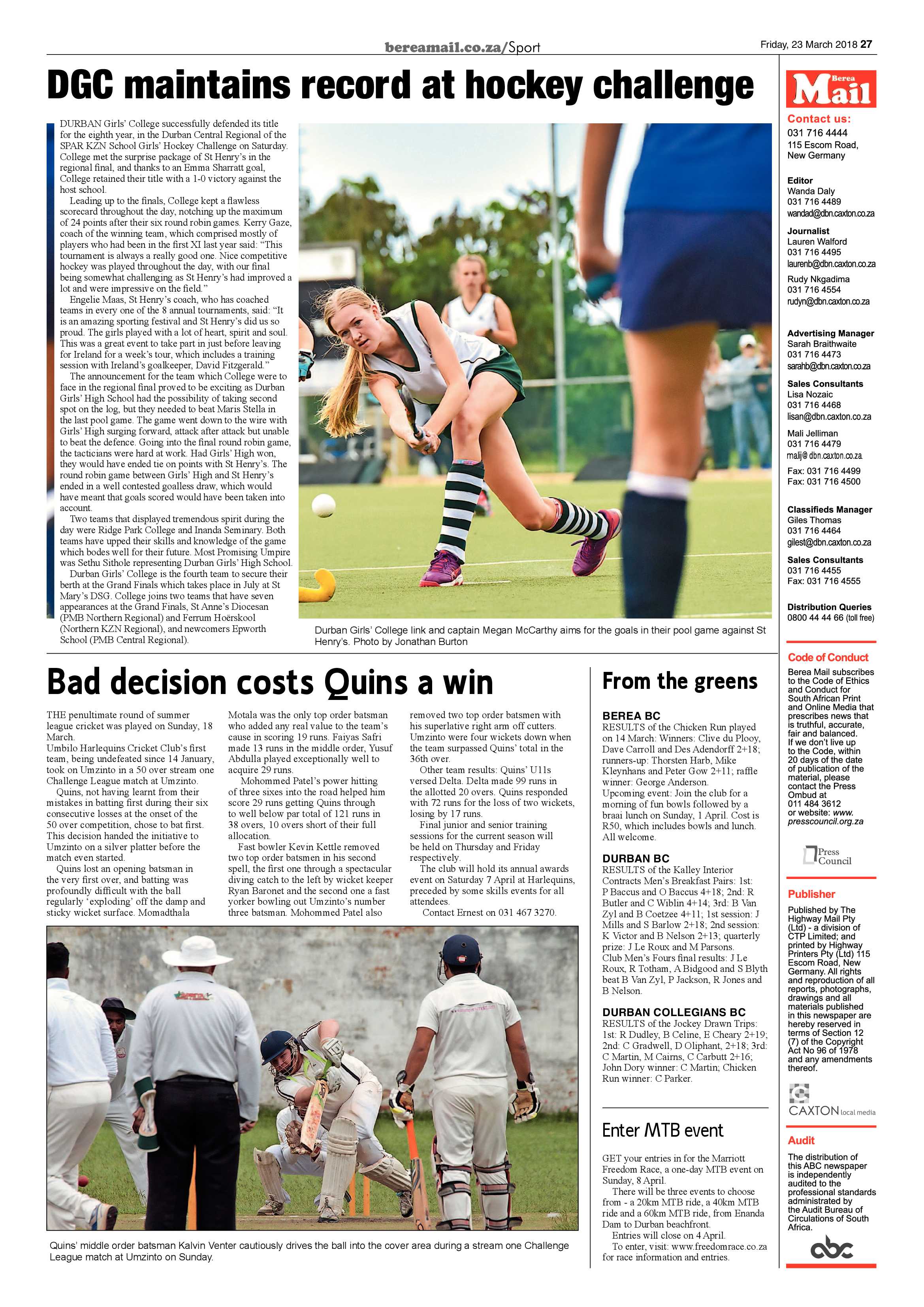 Berea Mail 23 March 2018 page 27