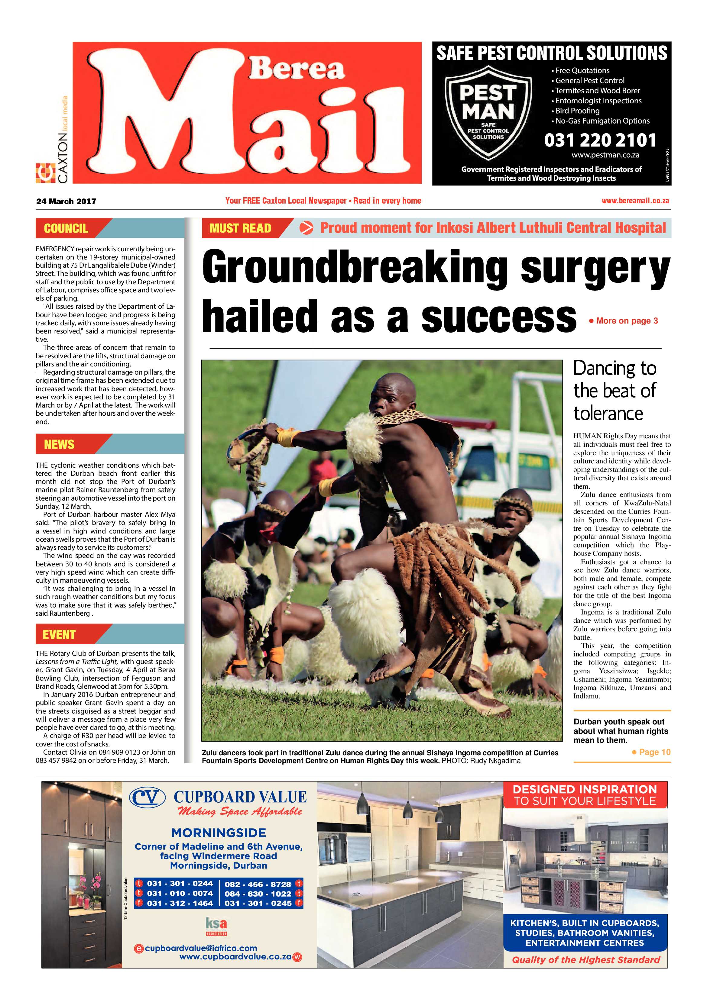 Berea Mail 24 March 2017 page 1