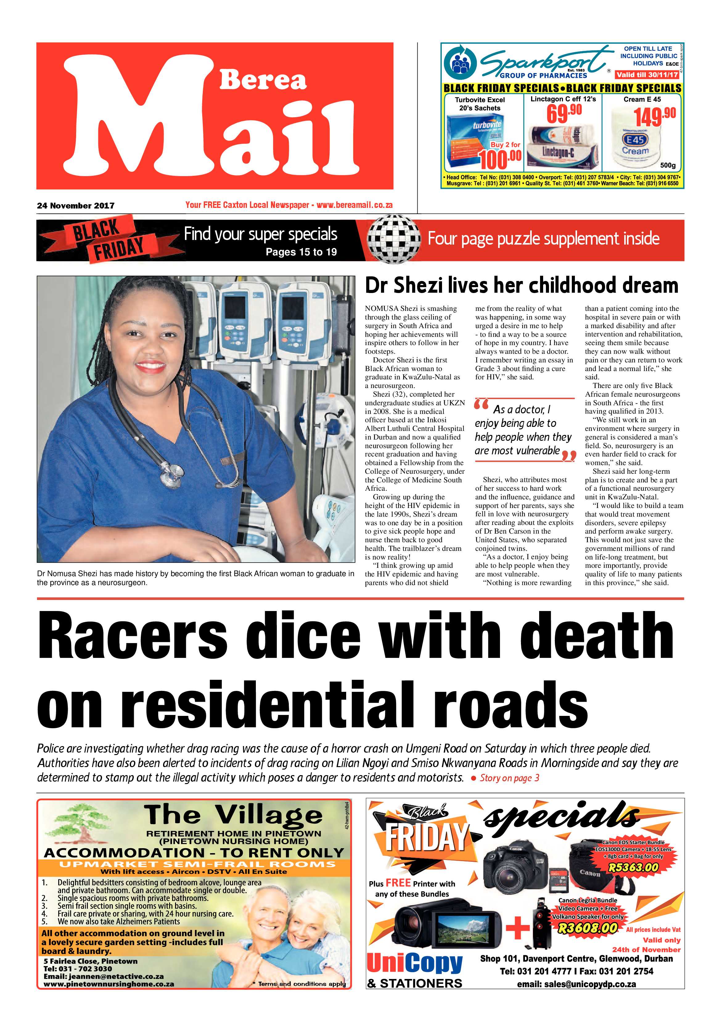 Berea Mail 24 November 2017 page 1
