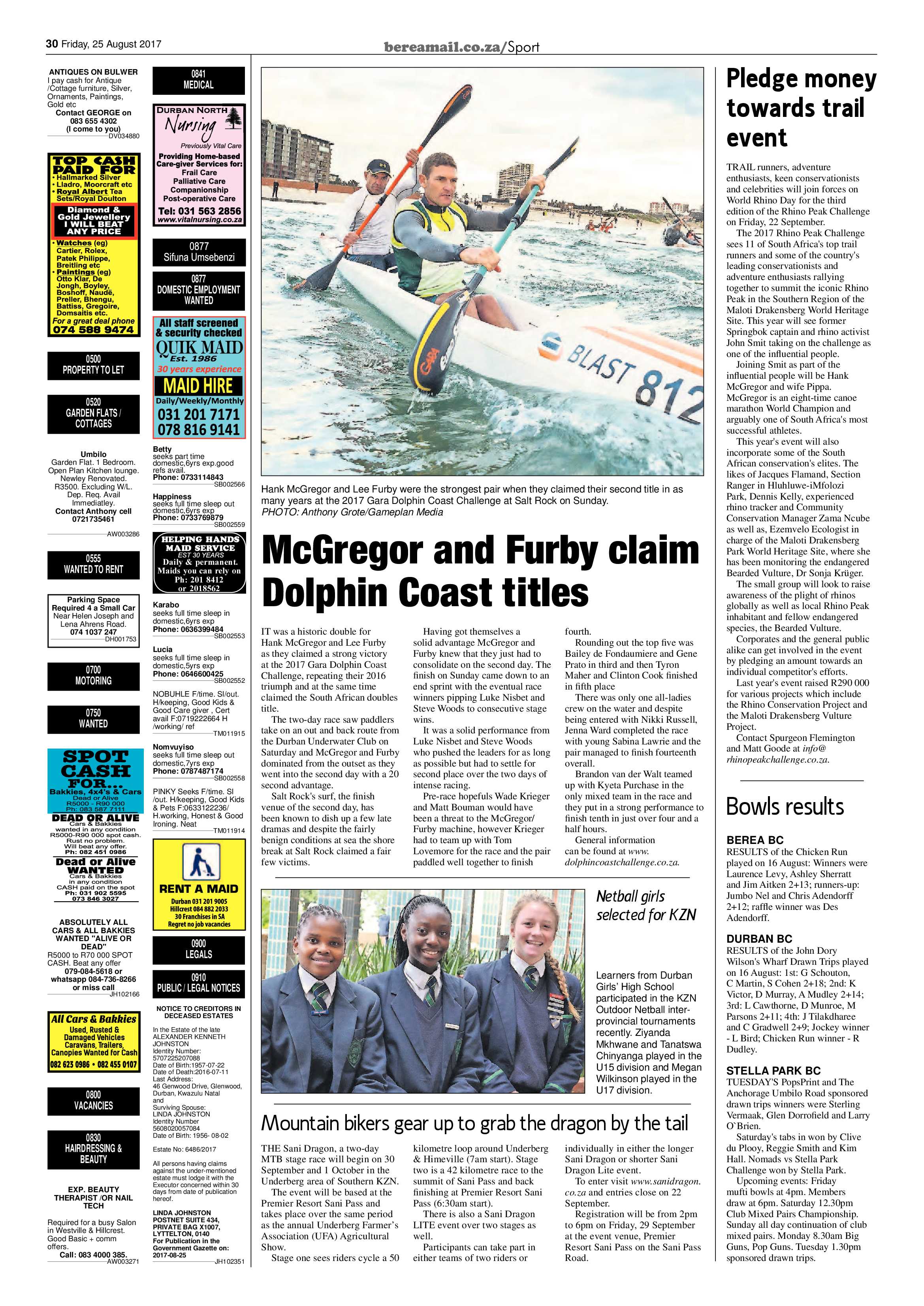 Berea Mail 25 August 2017 page 30