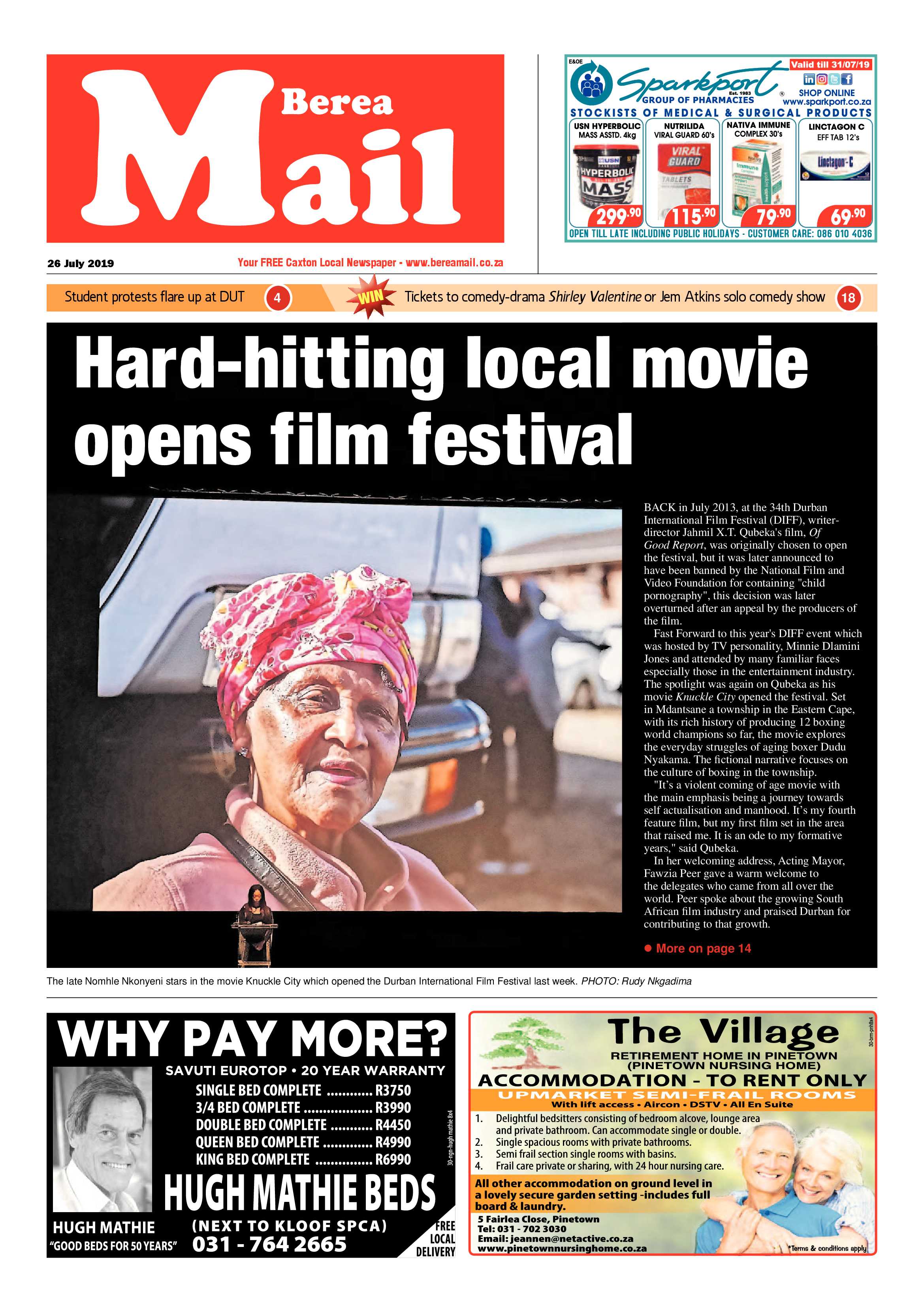 Berea Mail 26 July 2019 page 1