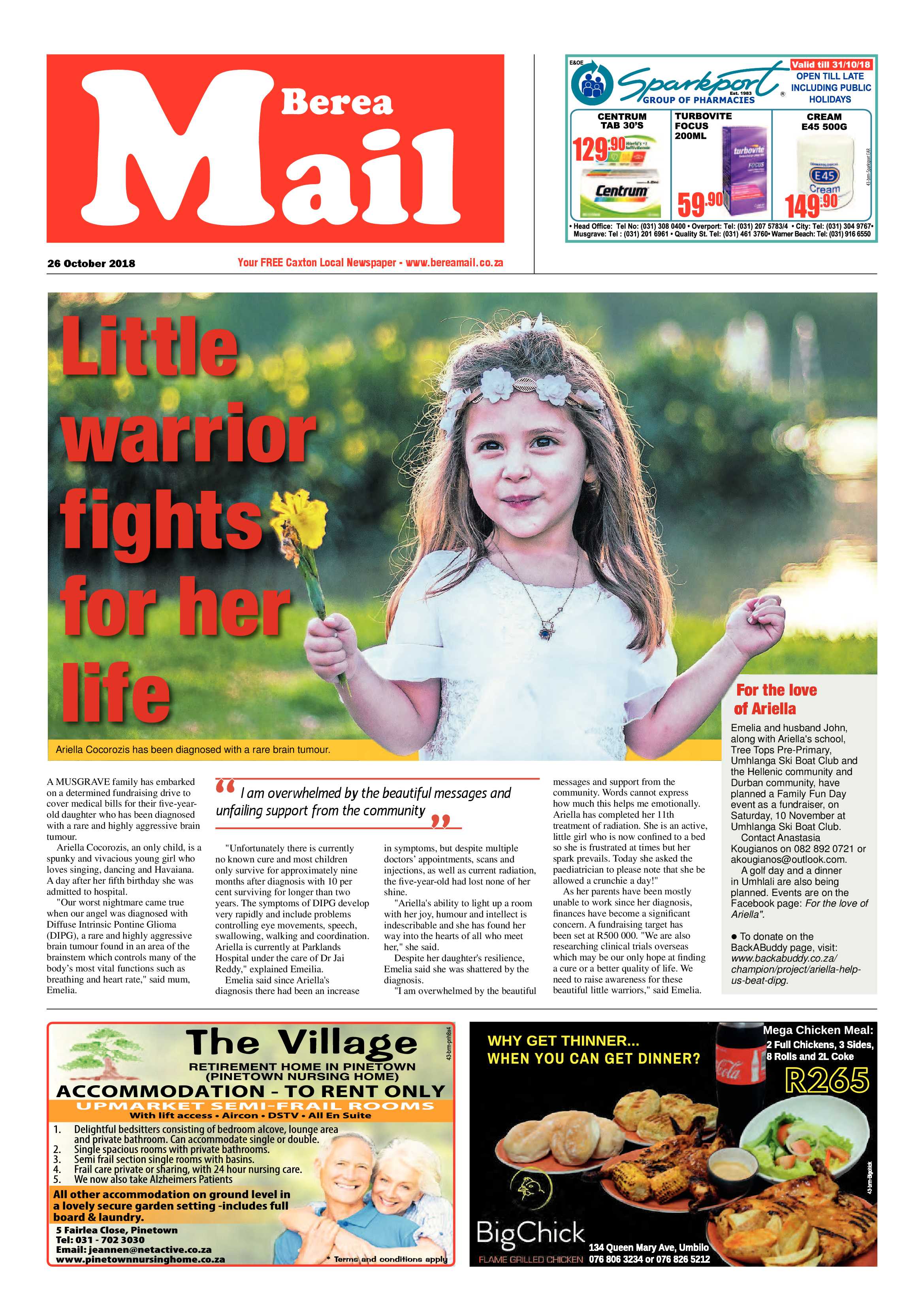 Berea Mail 26 October 2018 page 1