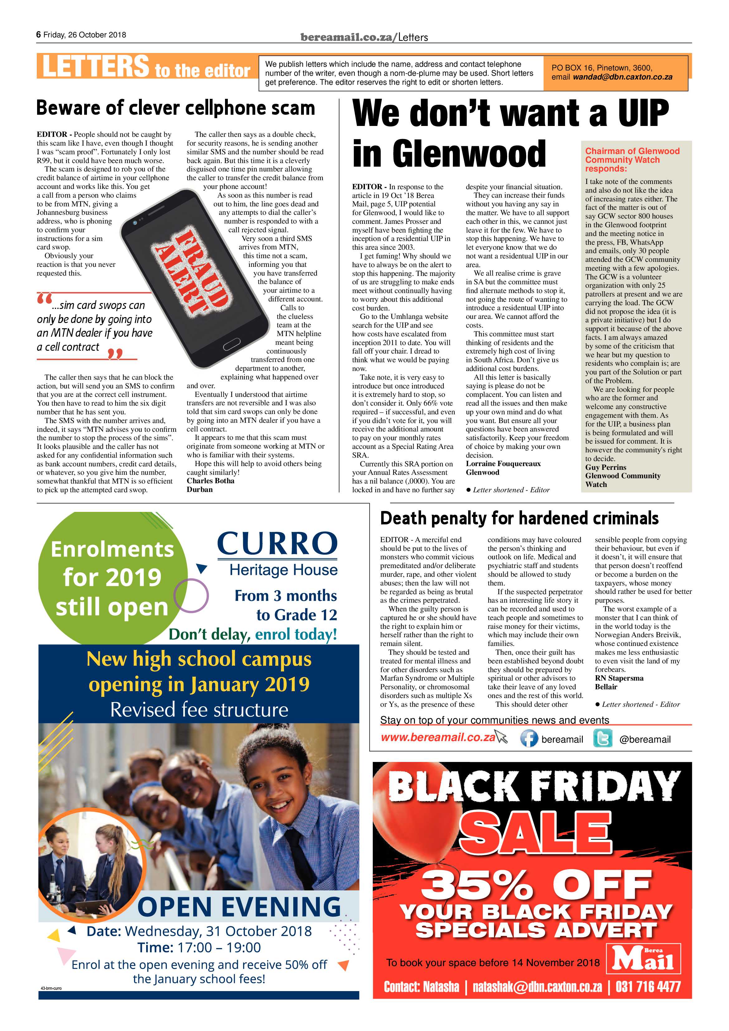 Berea Mail 26 October 2018 page 6