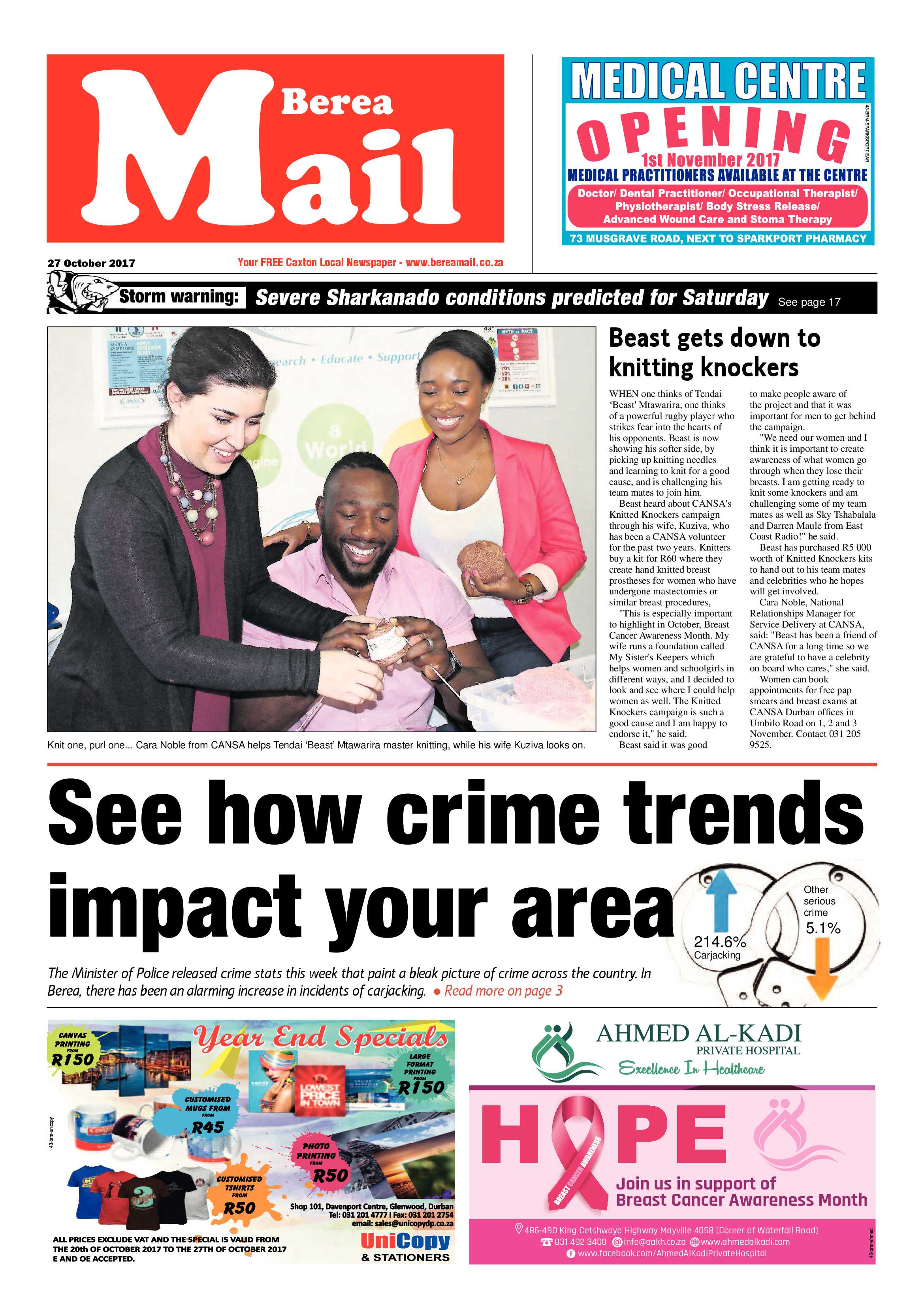 Berea Mail 27 October 2017 page 1