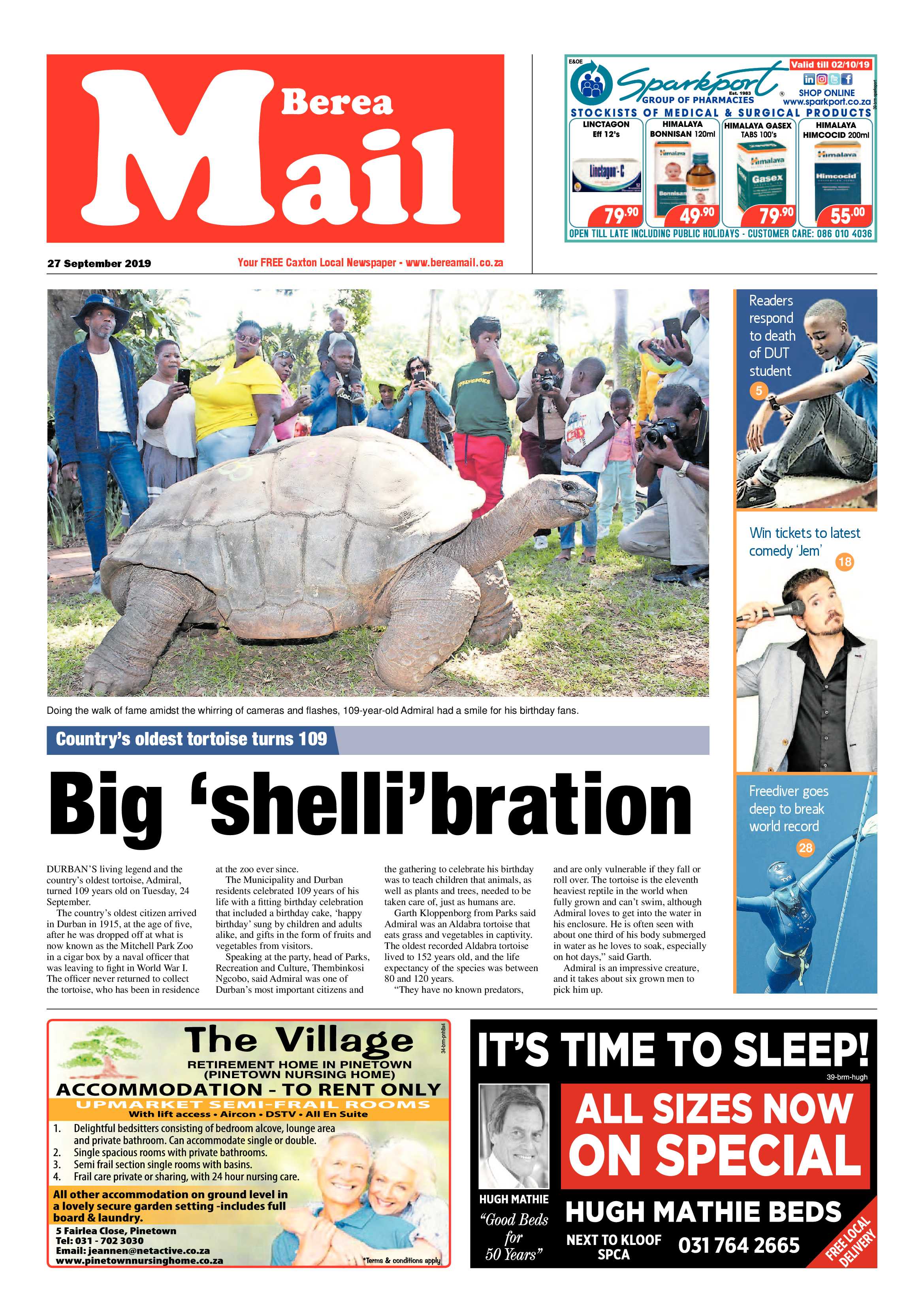 Berea Mail 27 September 2019 page 1