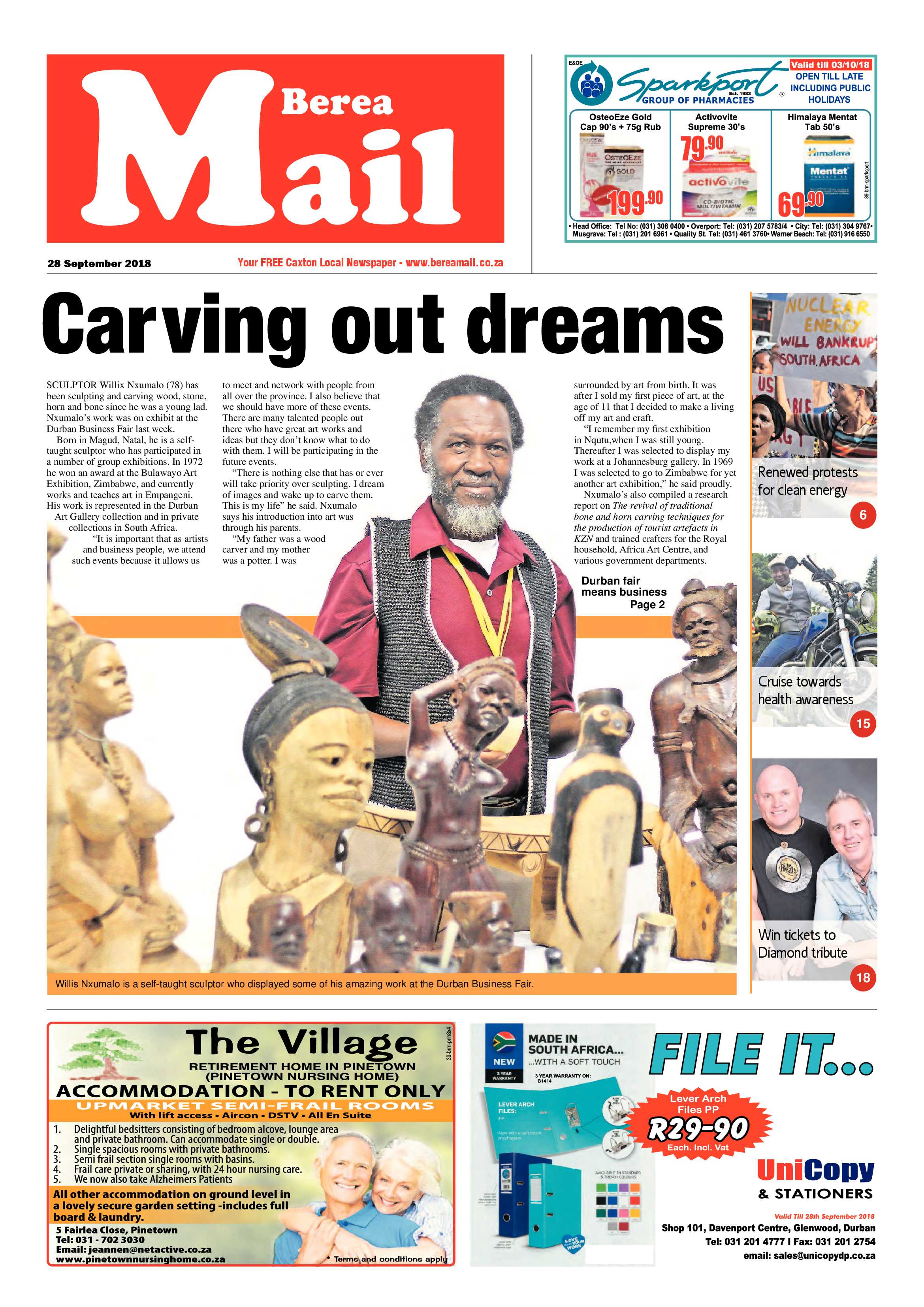 Berea Mail 28 September 2018 page 1