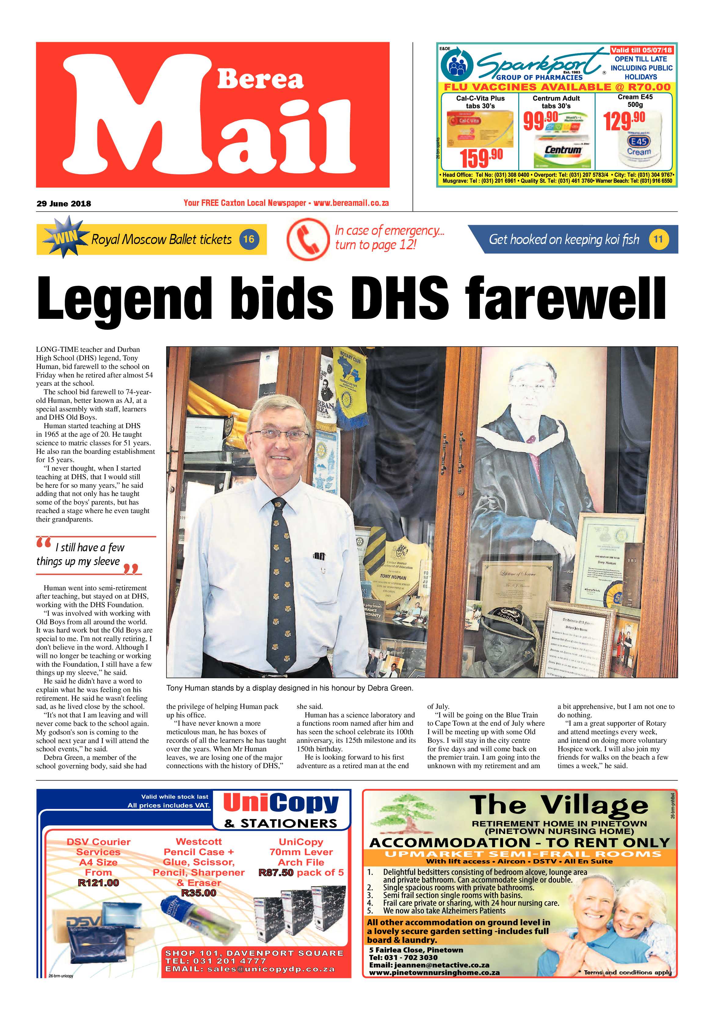 Berea Mail 29 June 2018 page 1