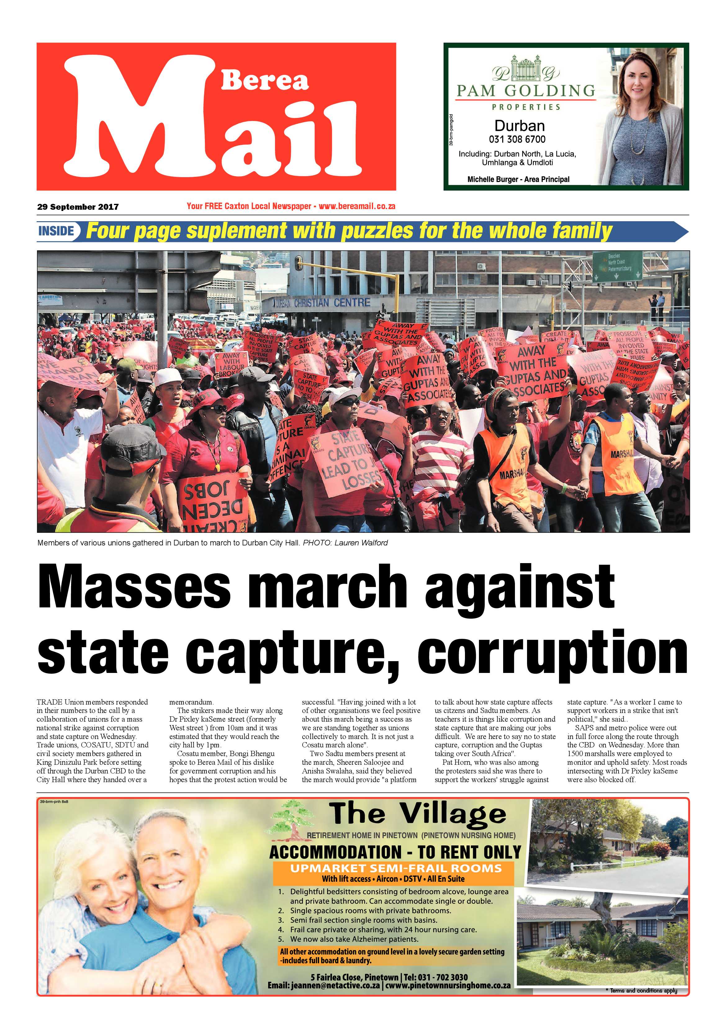 Berea Mail 29 September 2017 page 1