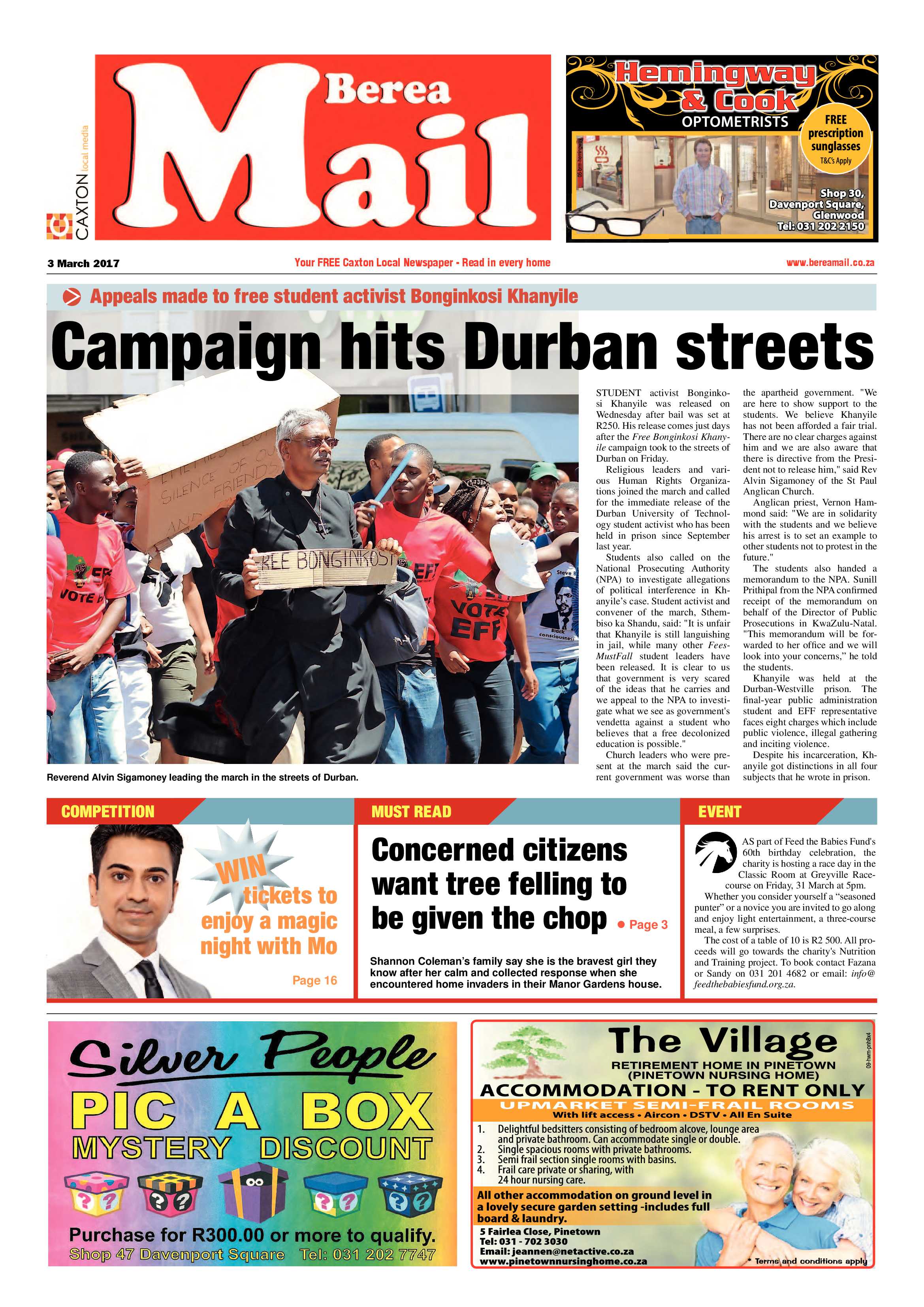 Berea Mail 3 March 2017 page 1