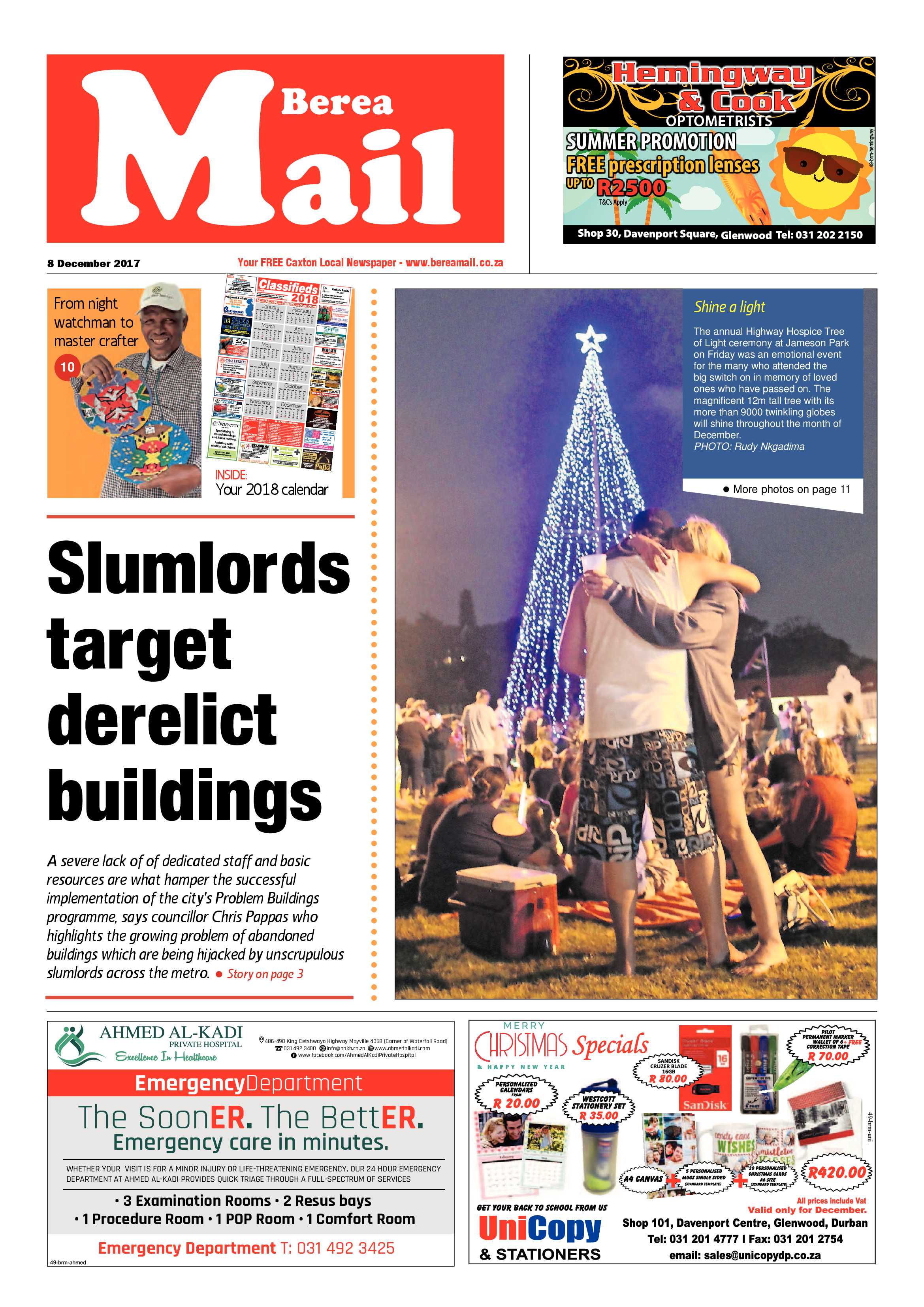 Berea Mail 8 December 2017 page 1