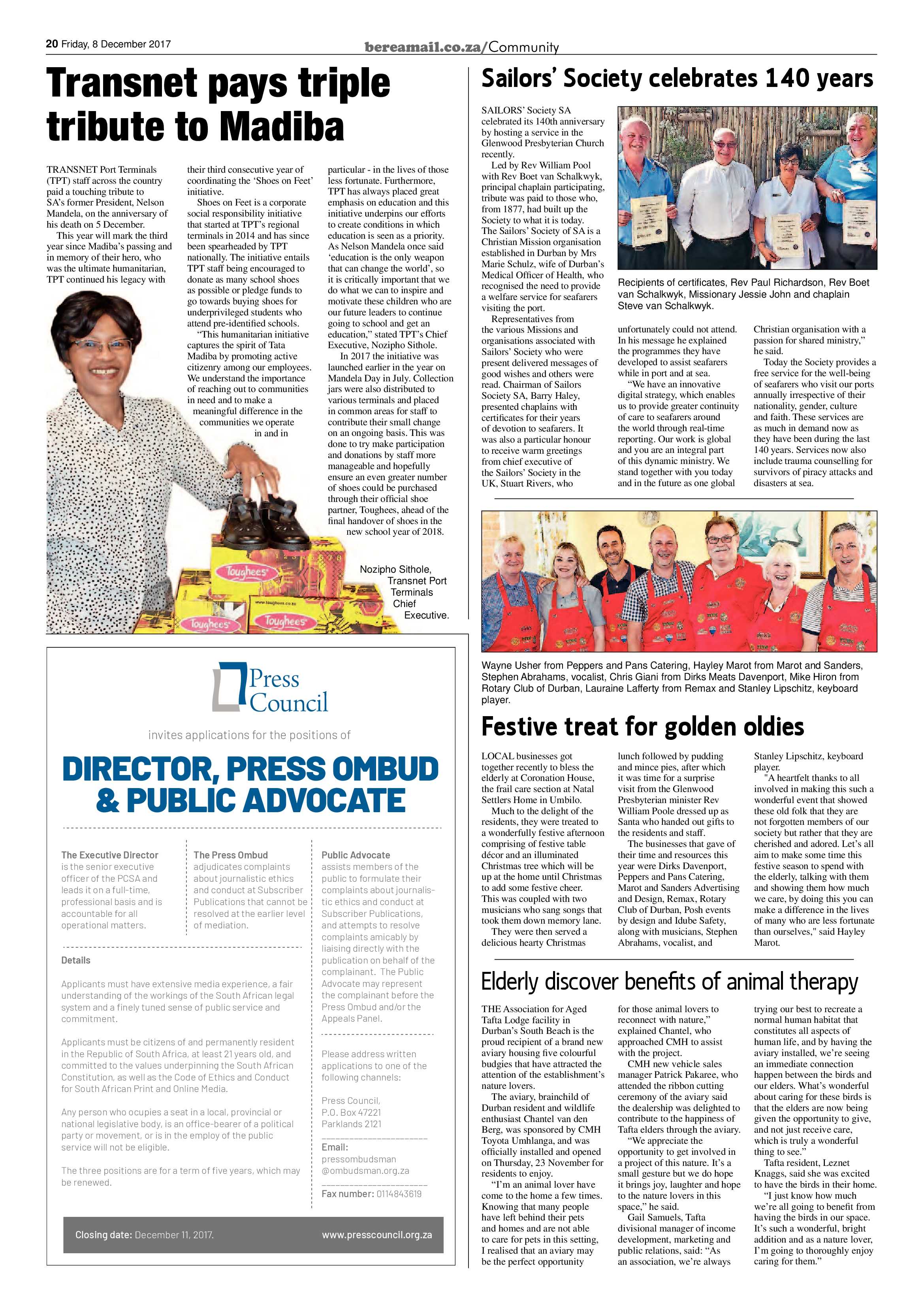Berea Mail 8 December 2017 page 20