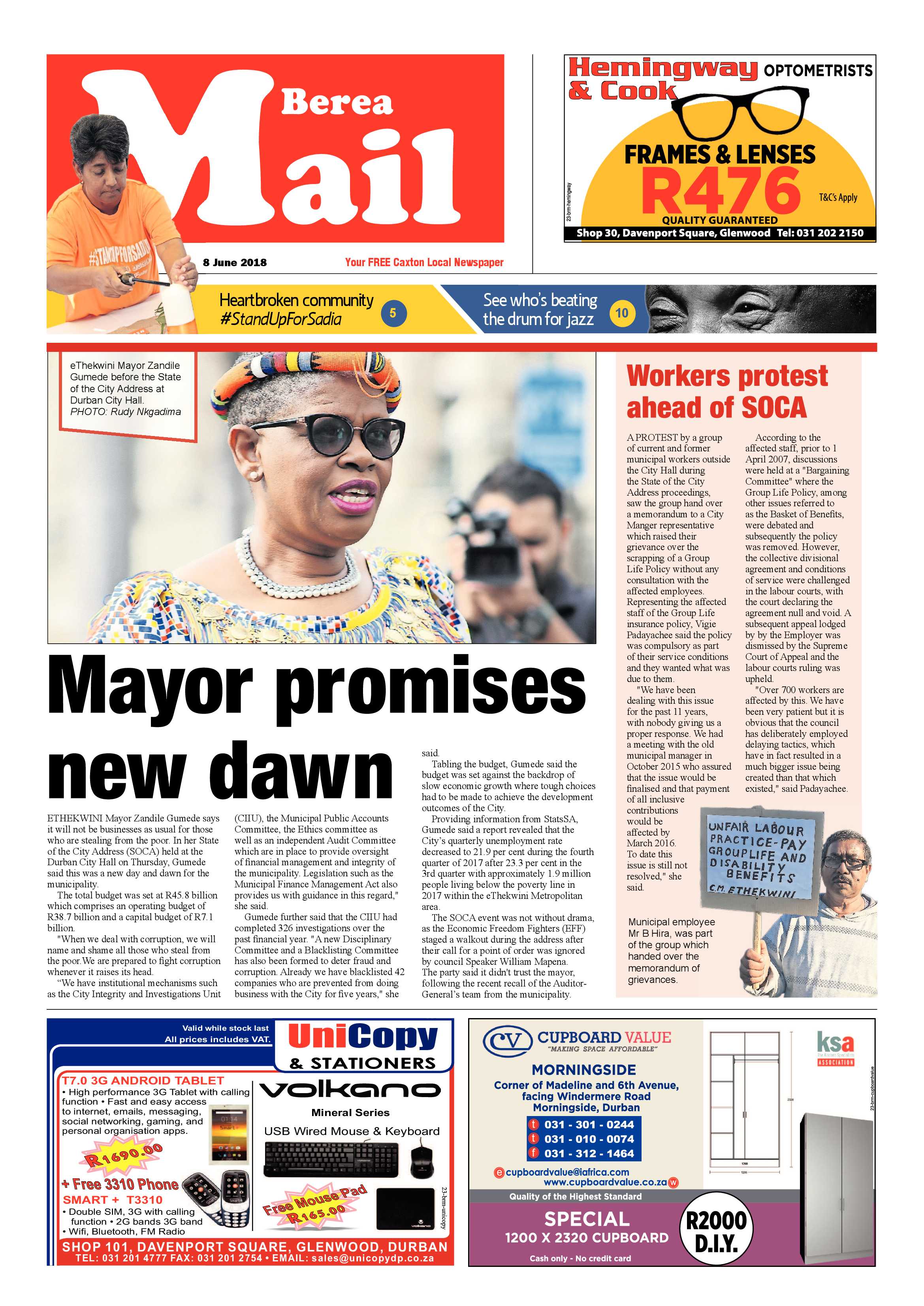 Berea Mail 8 June 2018 page 1