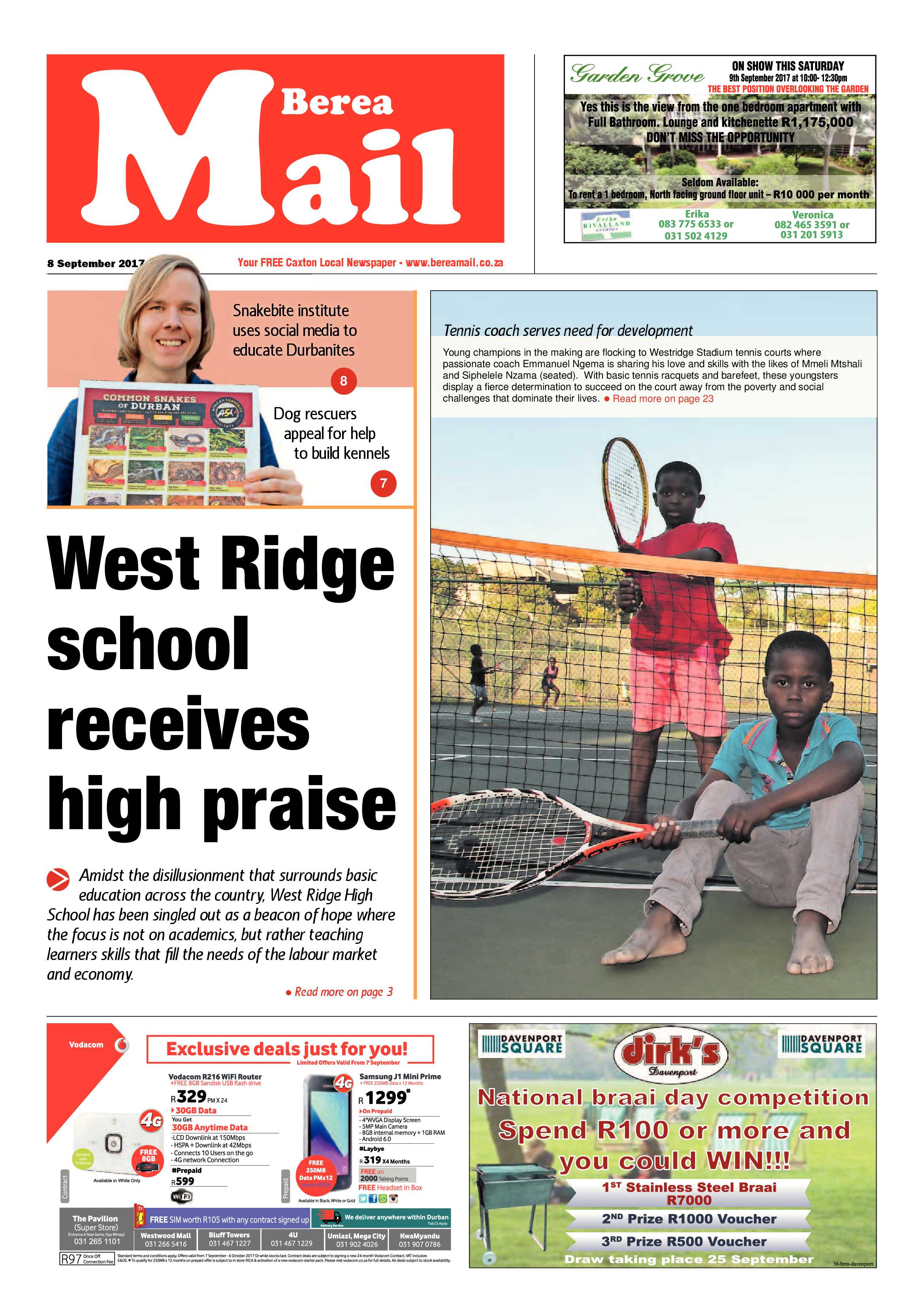 Berea Mail 8 September 2017 page 1