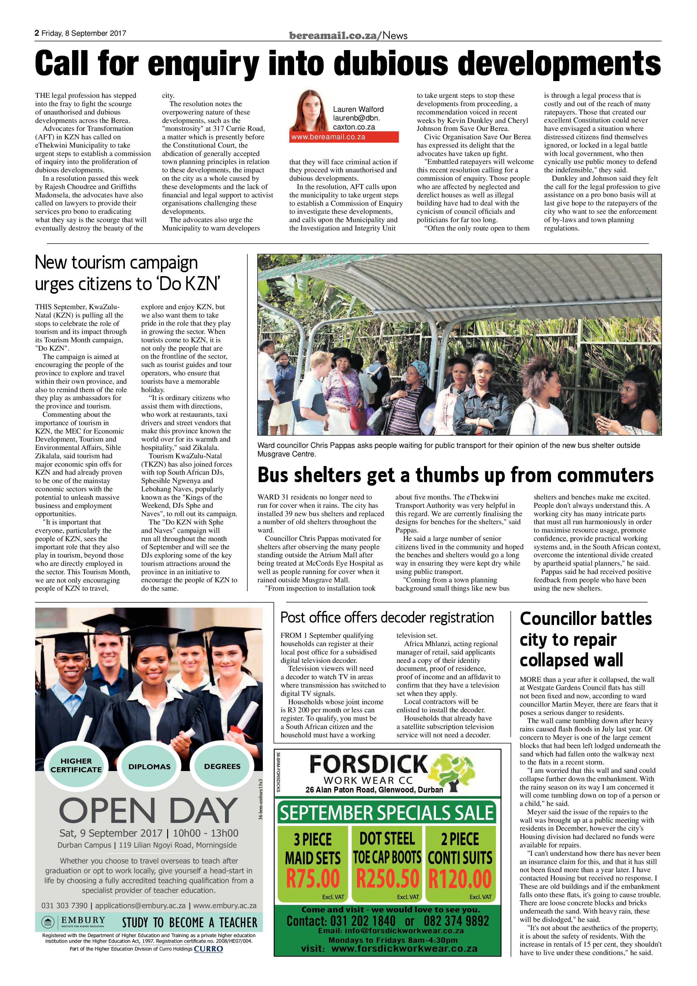 Berea Mail 8 September 2017 page 2