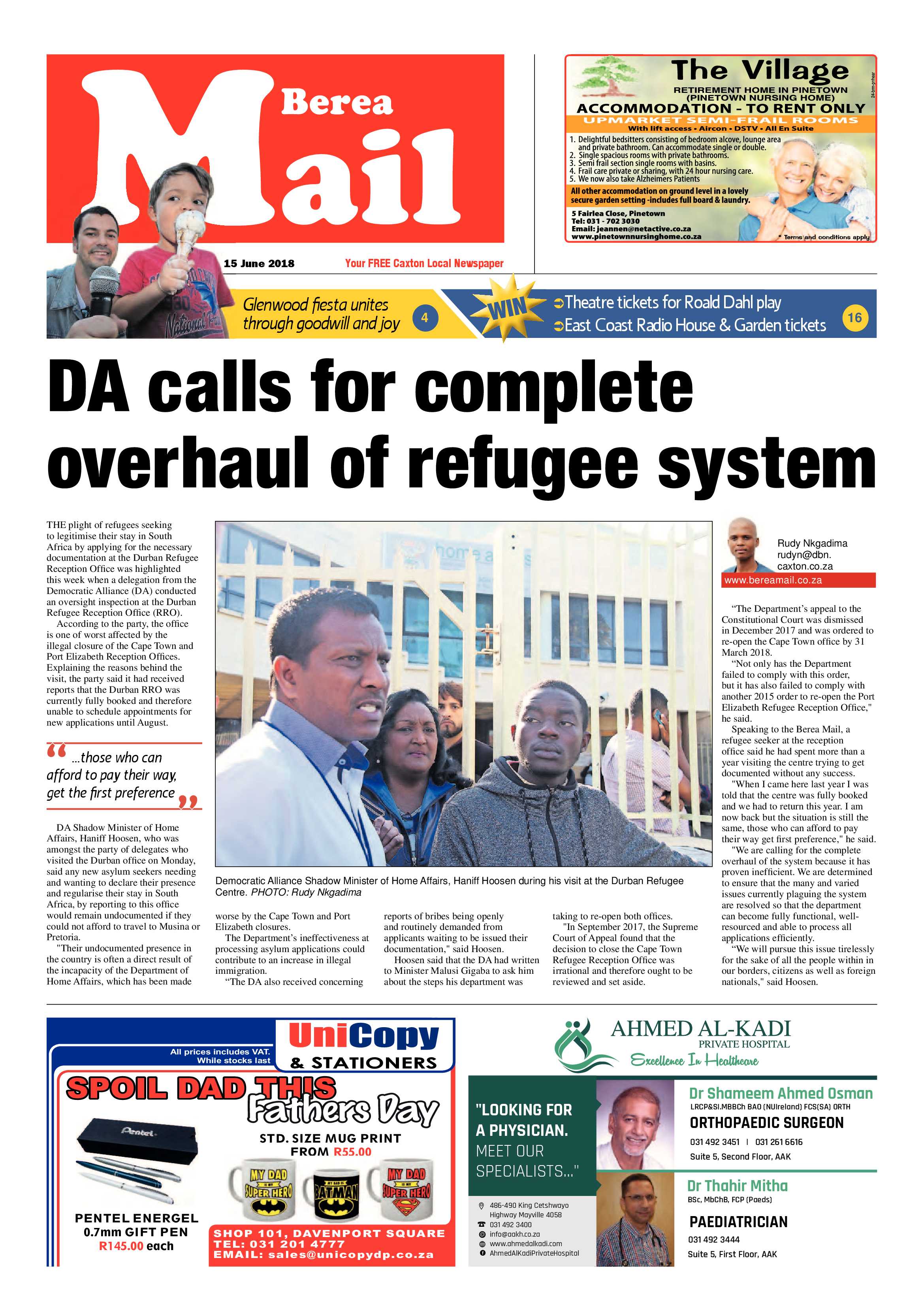 Berea Mail 15 June 2018 page 1