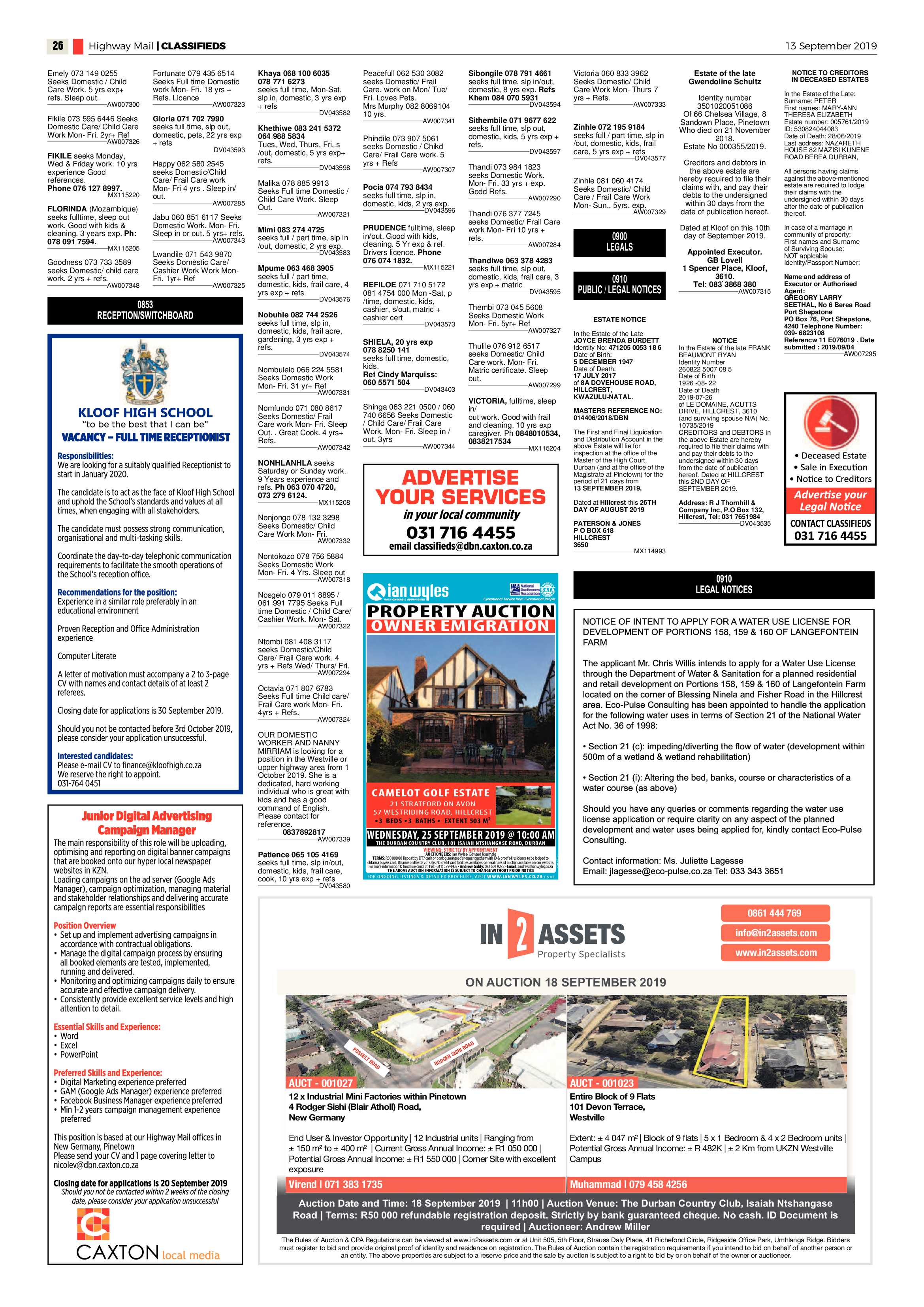 Highway Mail 13 September 2019 page 26
