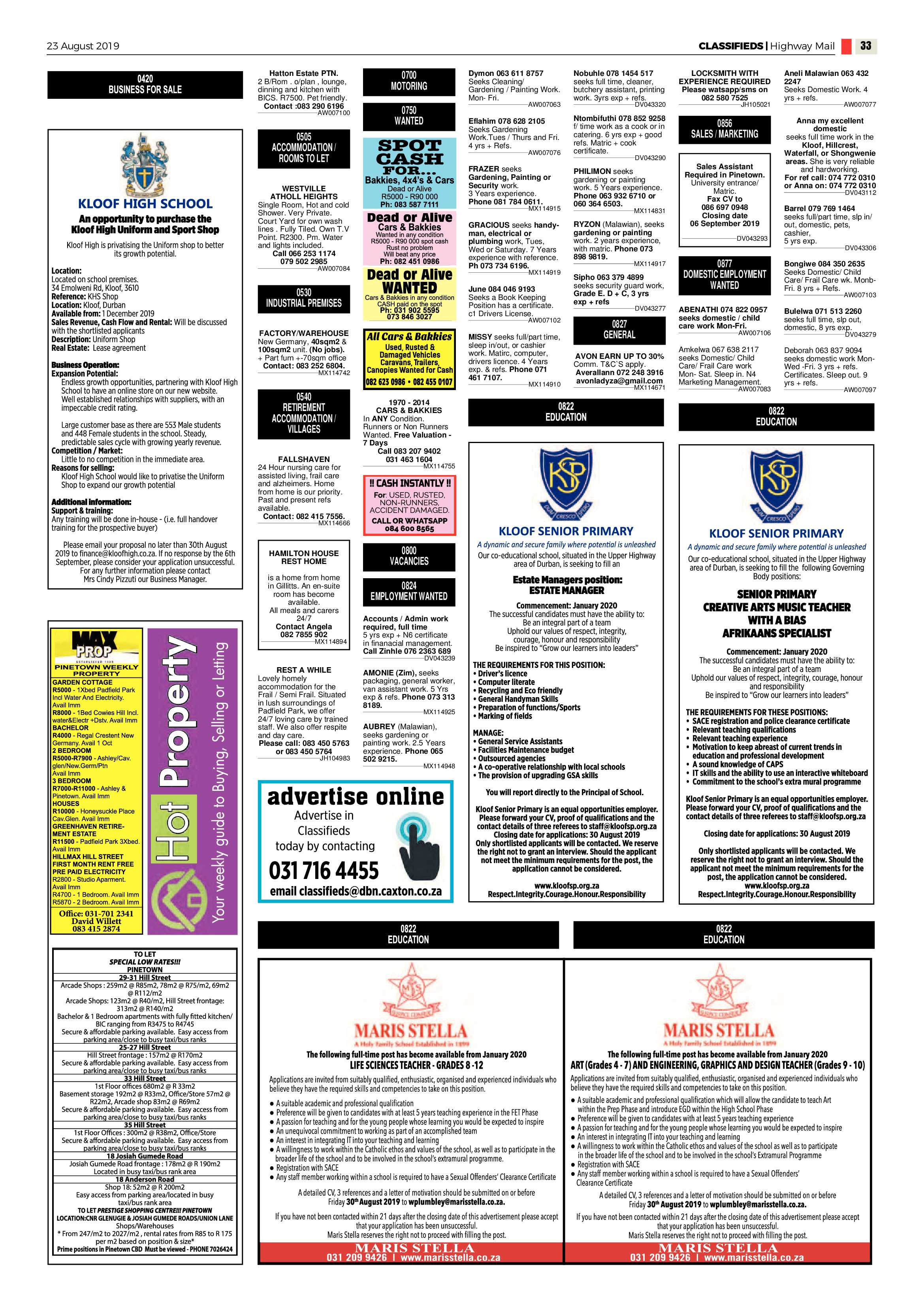 Highway Mail 23 August 2019 page 33