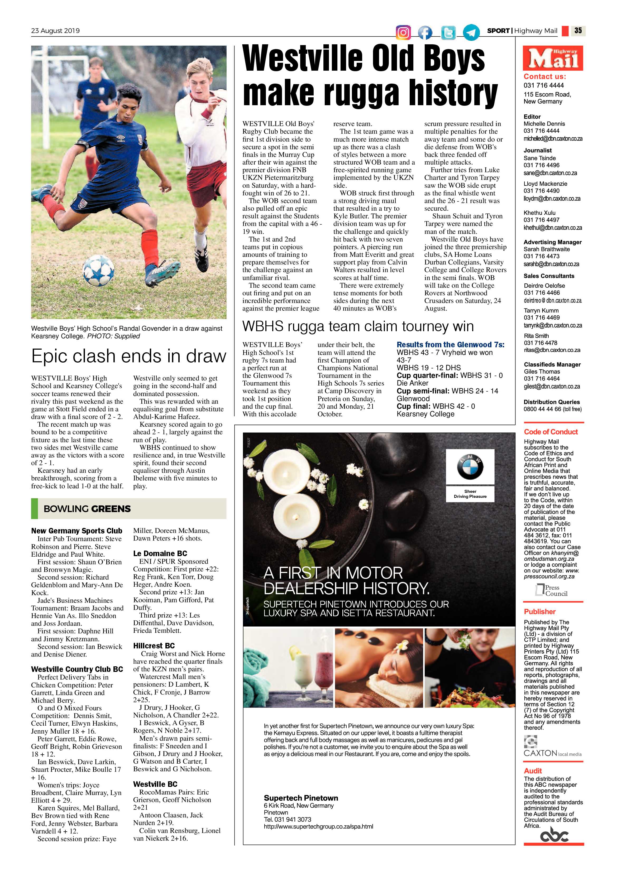 Highway Mail 23 August 2019 page 35