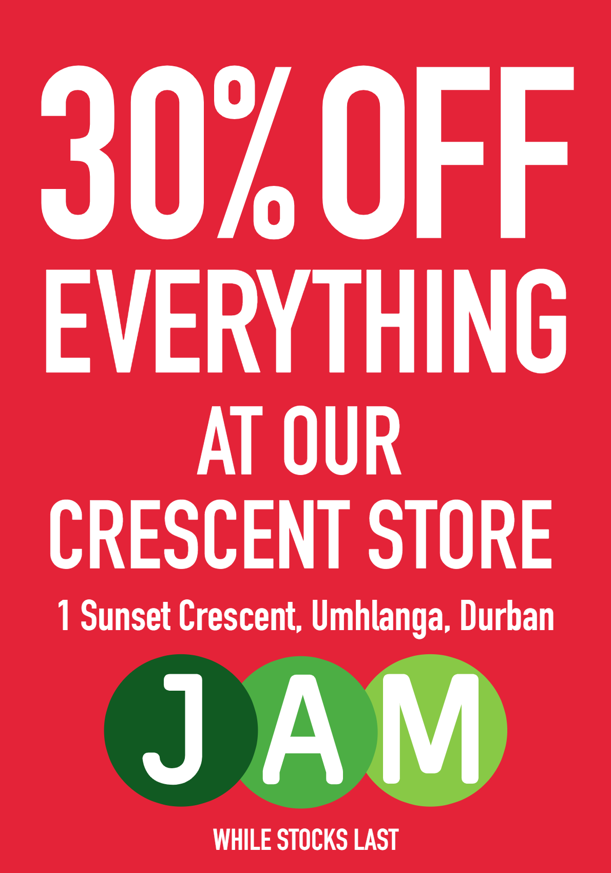 Jam Clothing Crescent Store Sale page 1