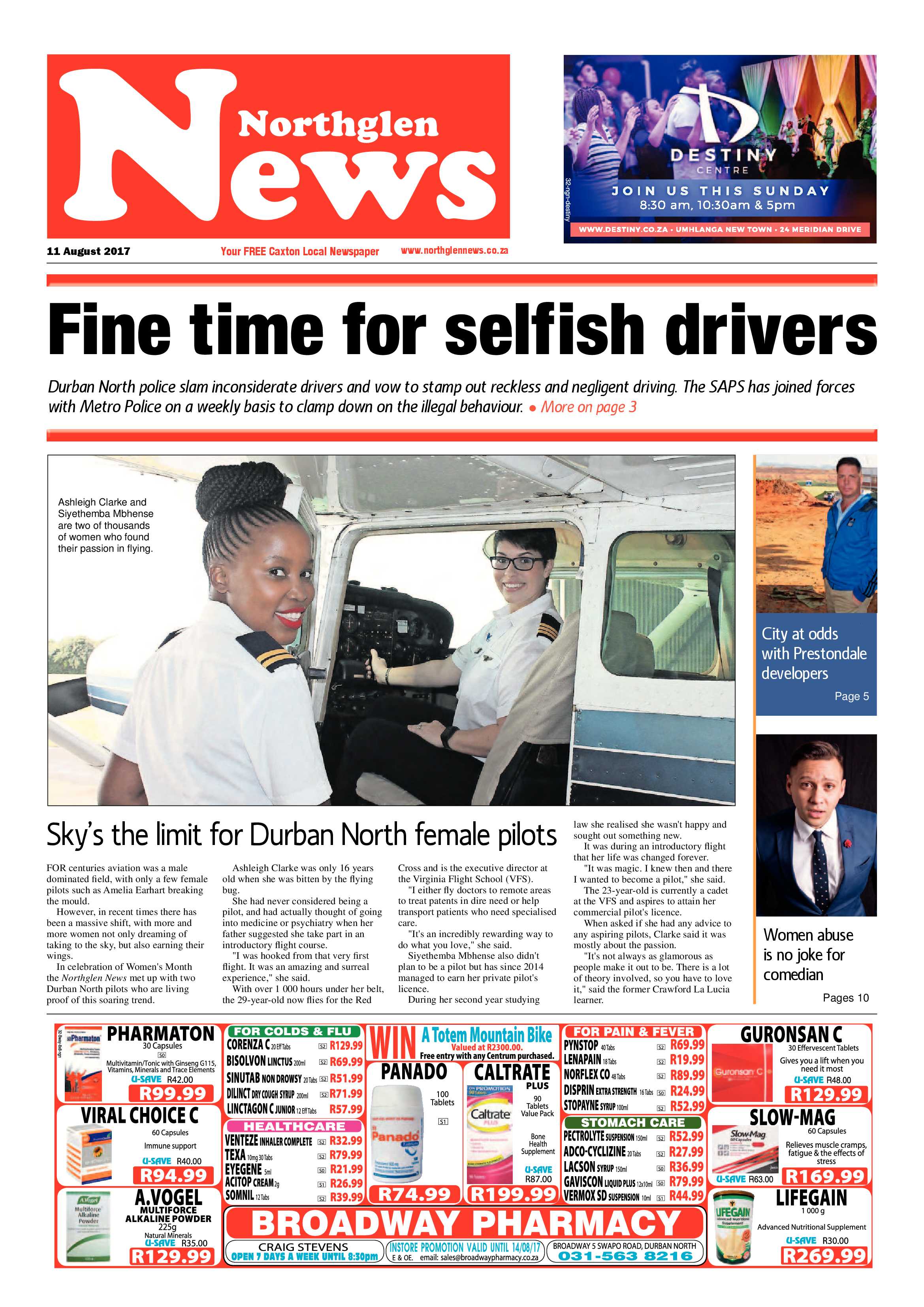 Northglen News 11 August 2017 page 1