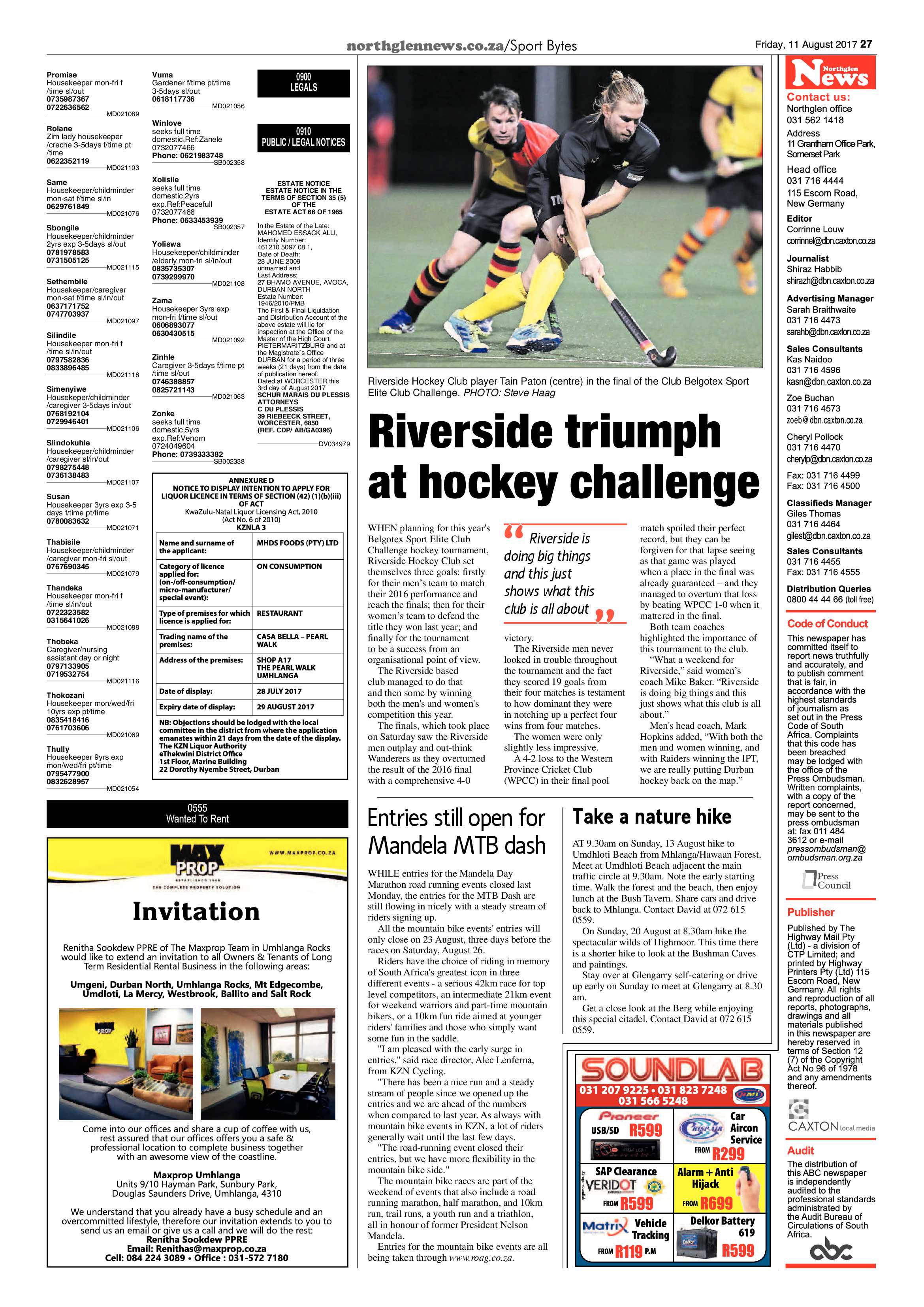 Northglen News 11 August 2017 page 27