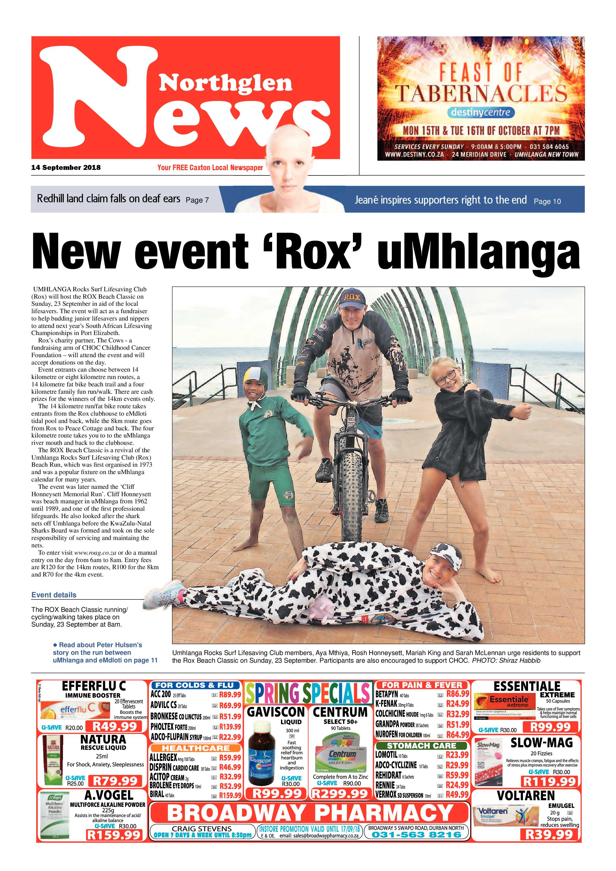 Northglen News 14 September 2018 page 1