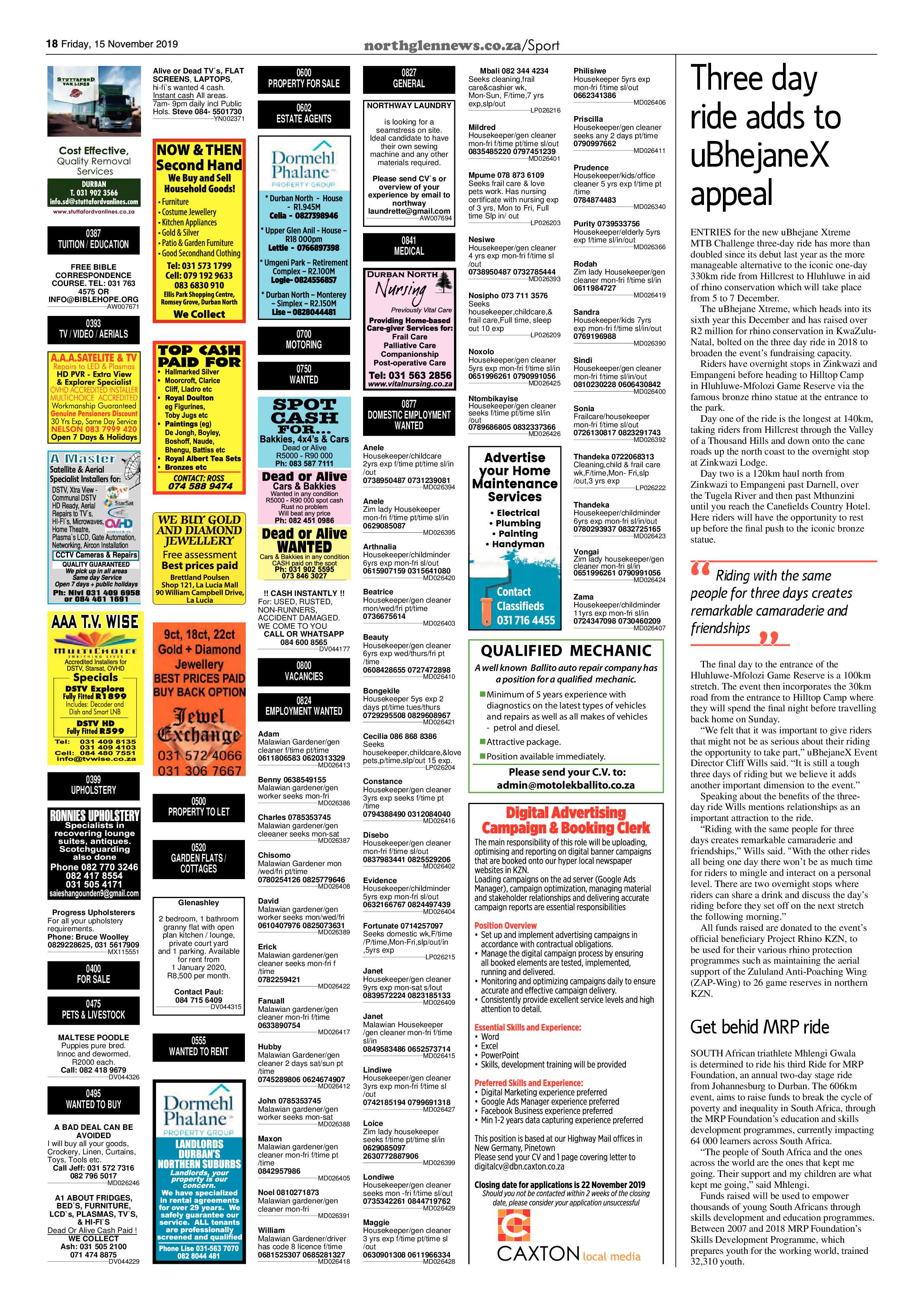 Northglen News 15 November 2019 page 18