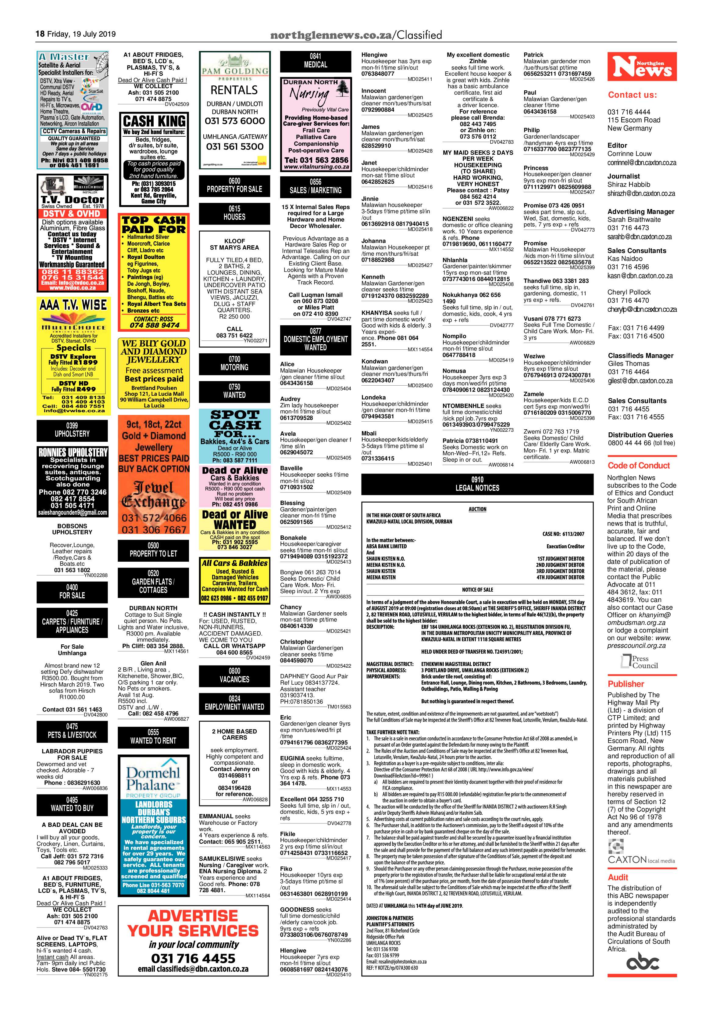 Northglen News 19 July 2019 page 18
