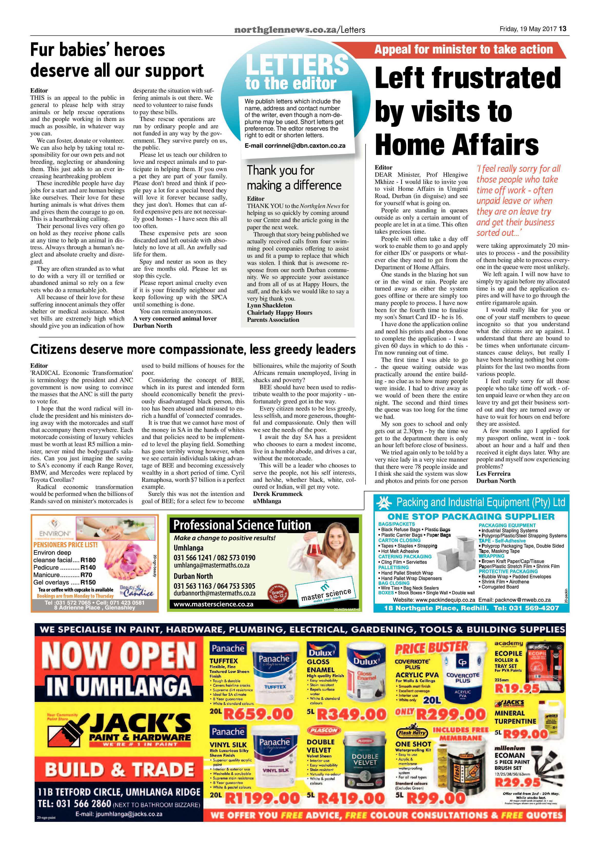 Northglen News 19 May 2017 page 13
