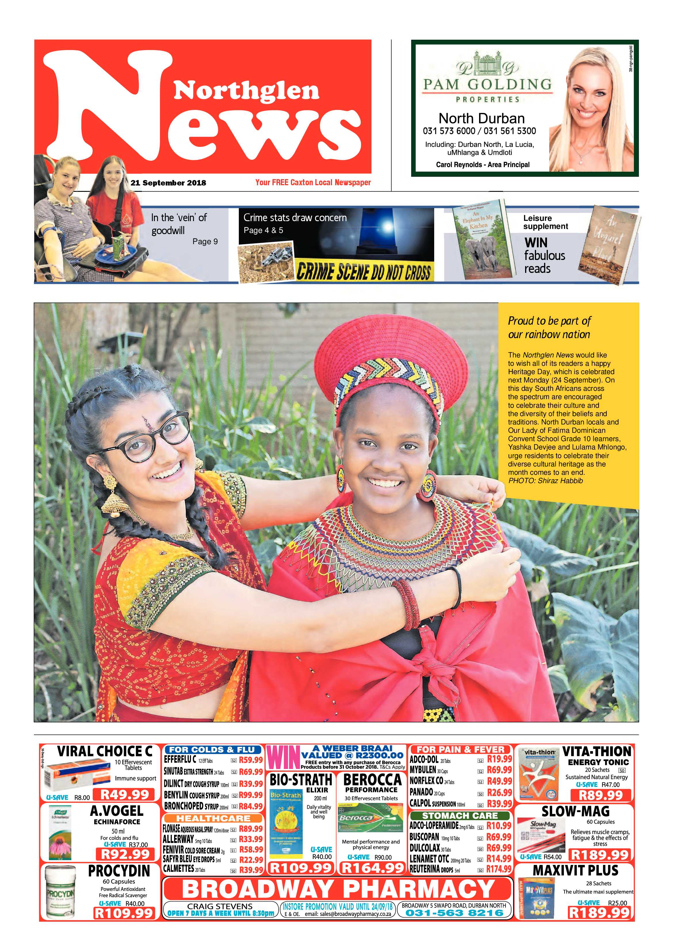 Northglen News 21 September 2018 page 1