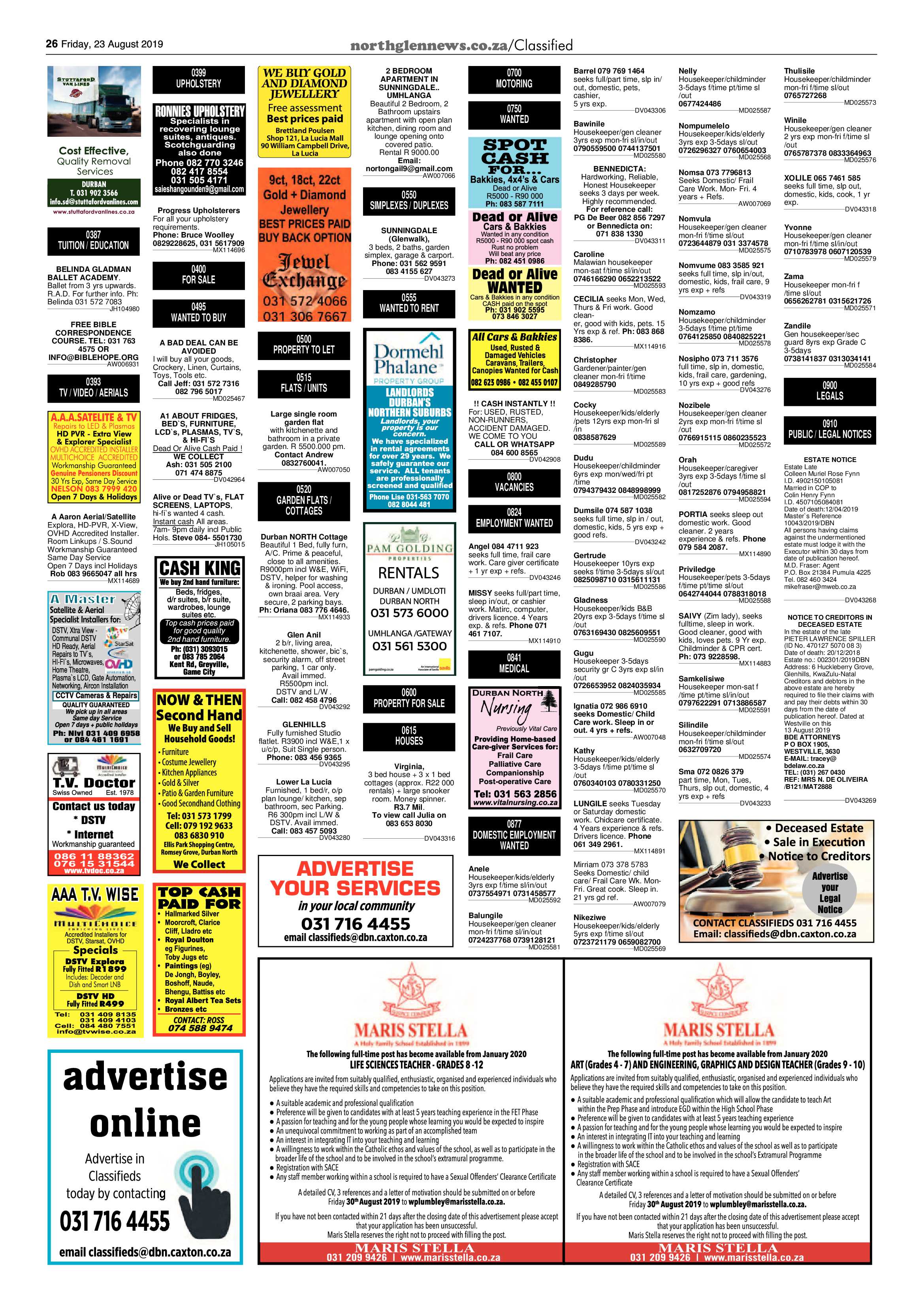 Northglen News 23 August 2019 page 26