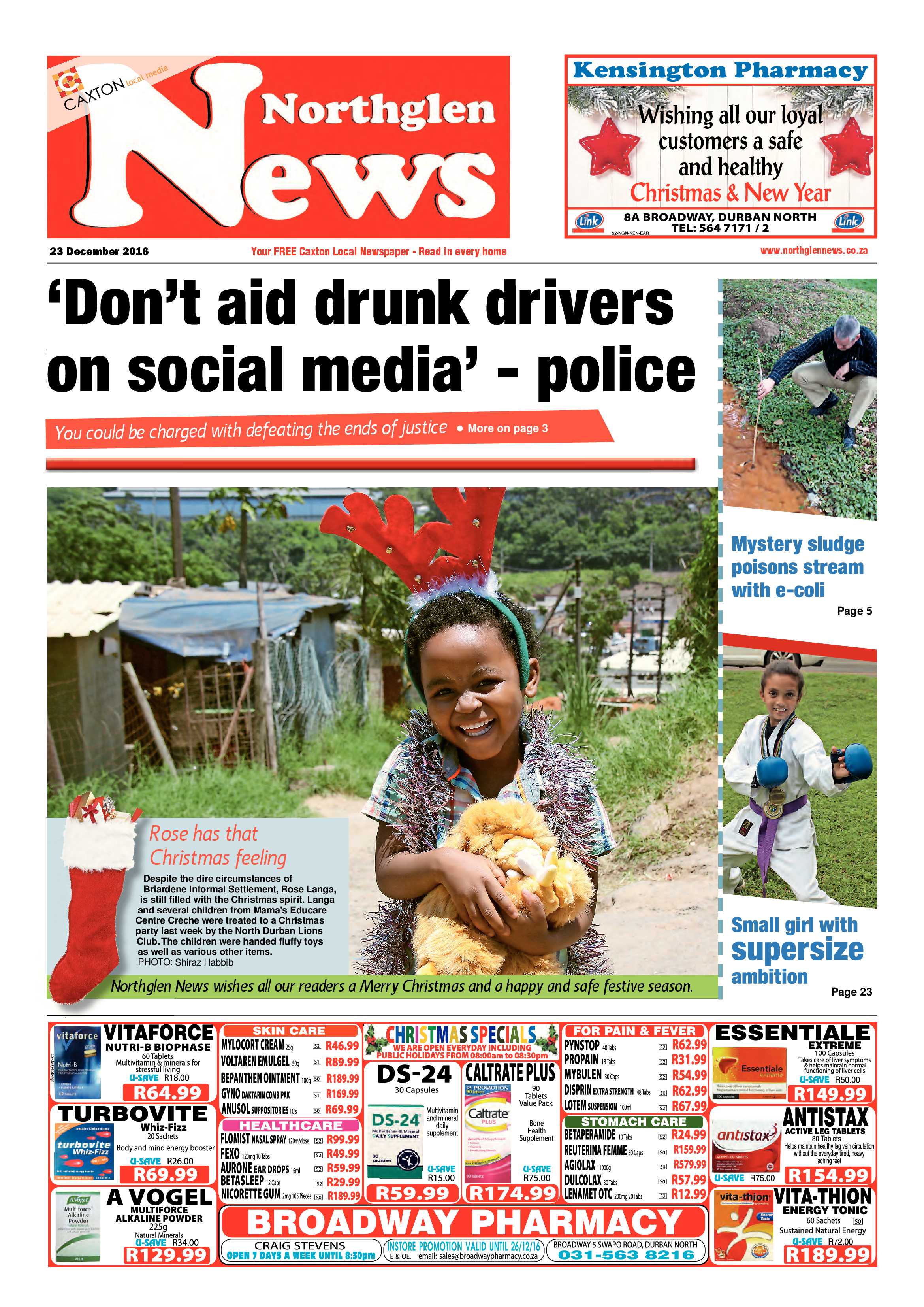 Northglen News 23 December 2016 page 1