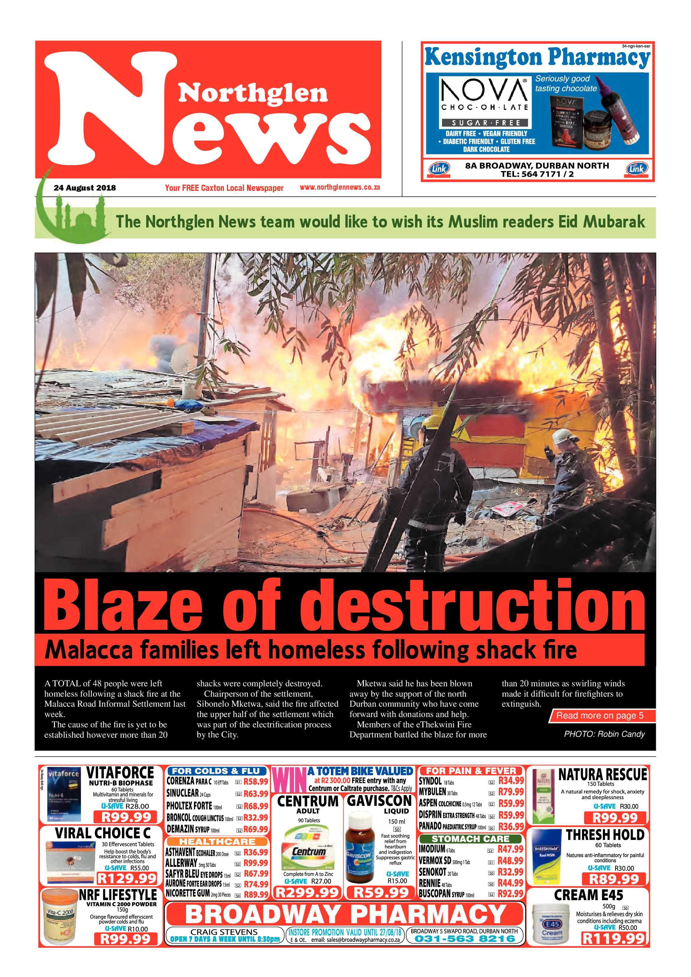 Northglen News 24 August 2018 page 1