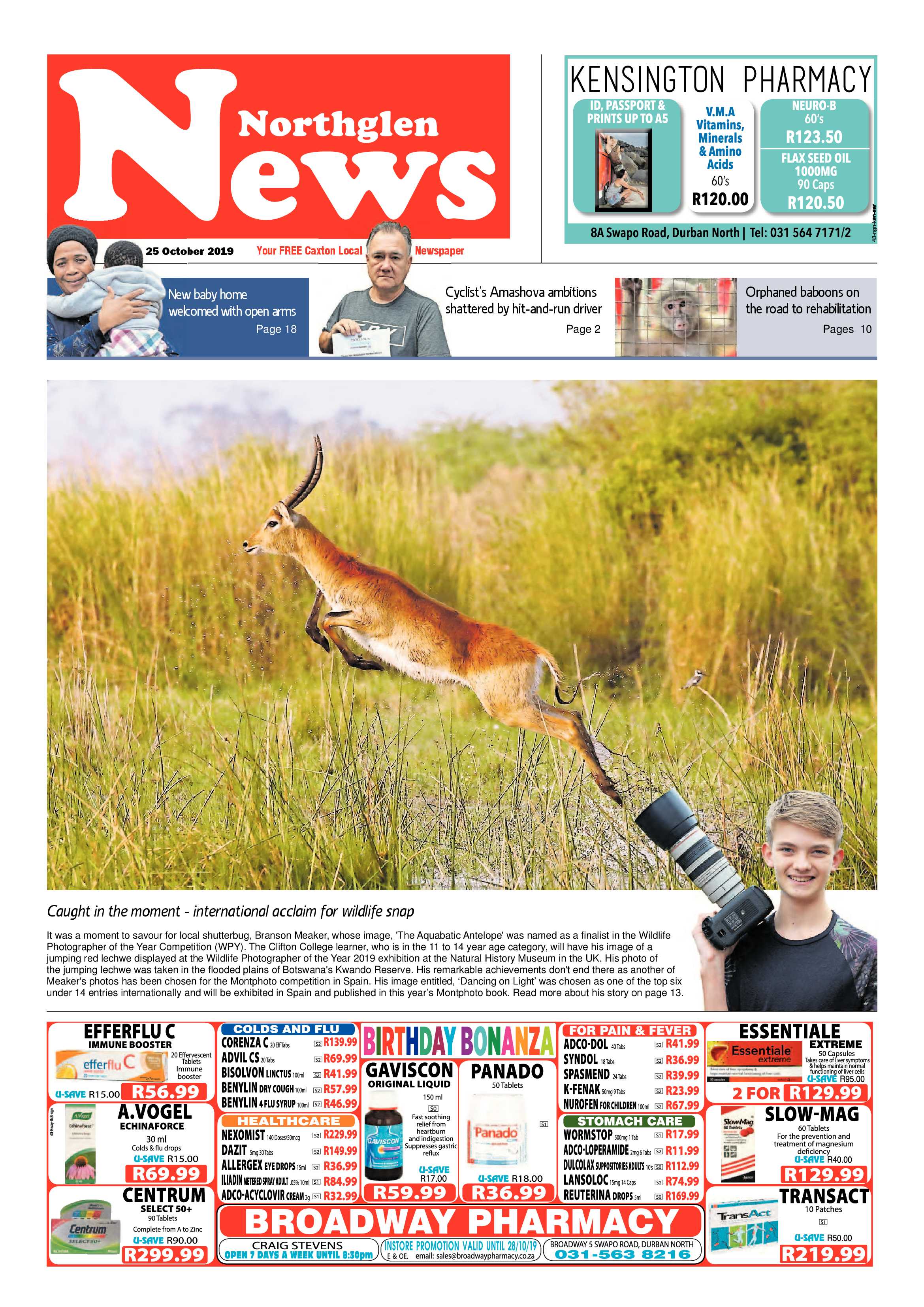 Northglen News 25 October 2019 page 1