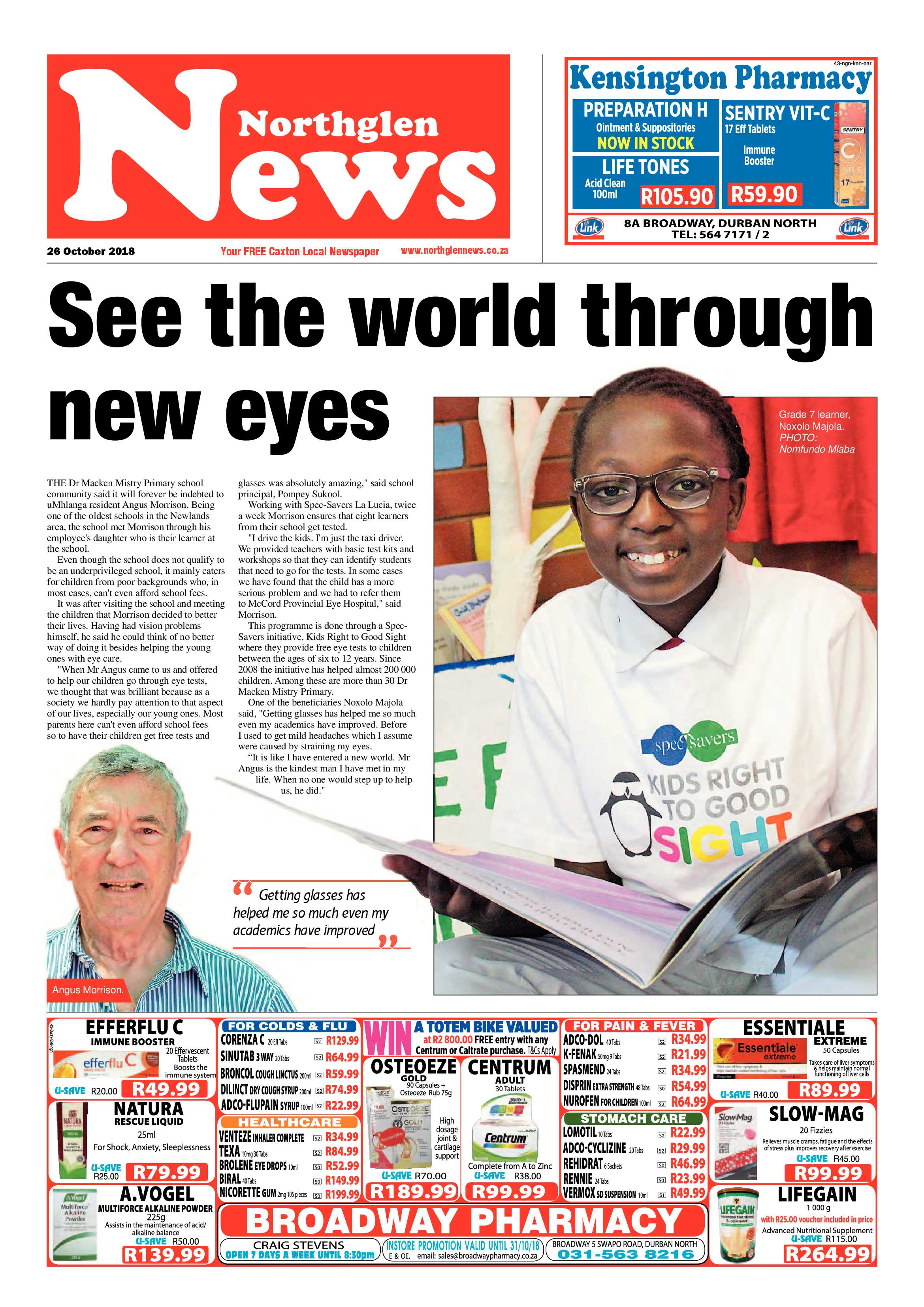 Northglen News 26 October 2018 page 1