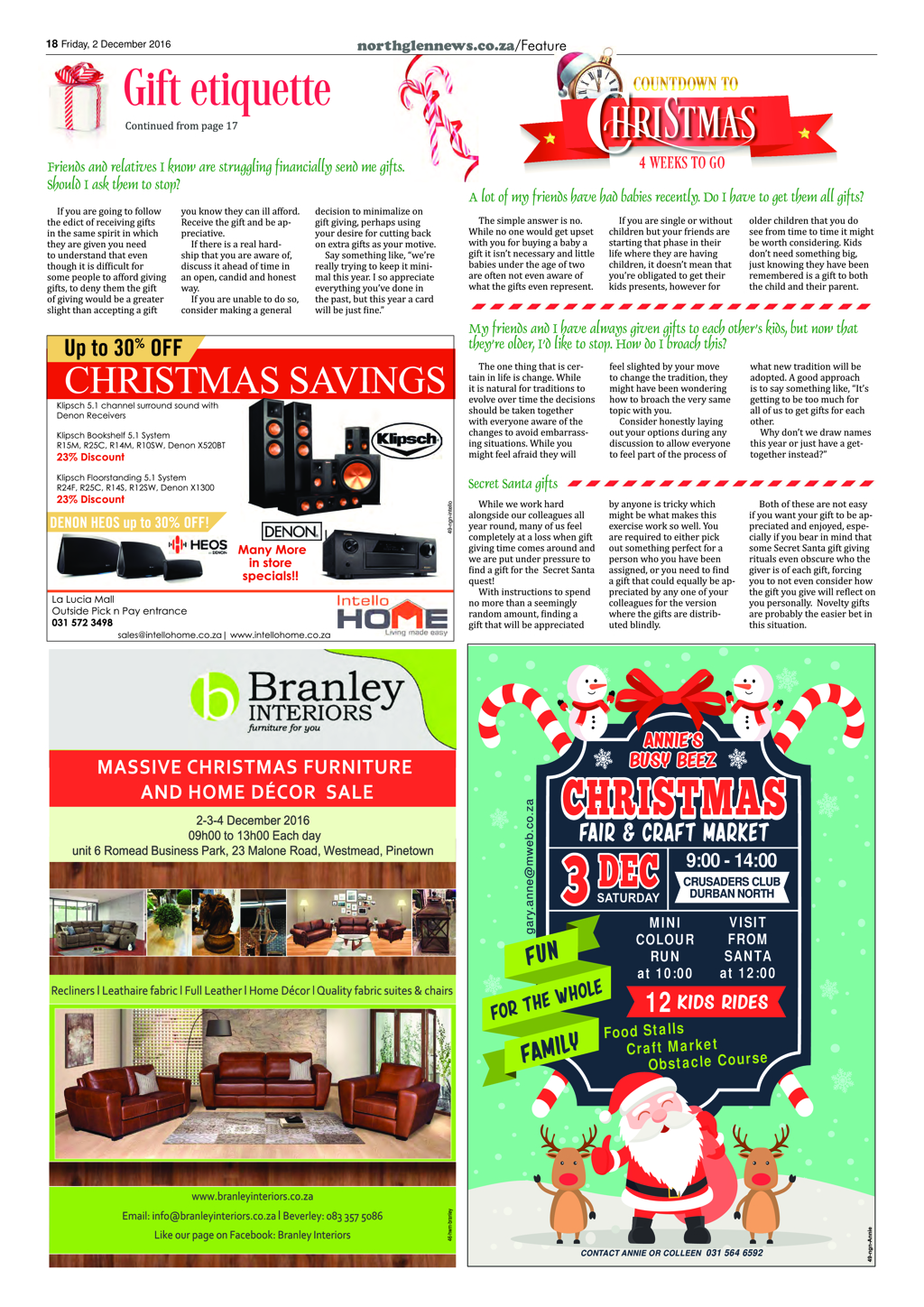 Northglen News 2 December 2016 page 18