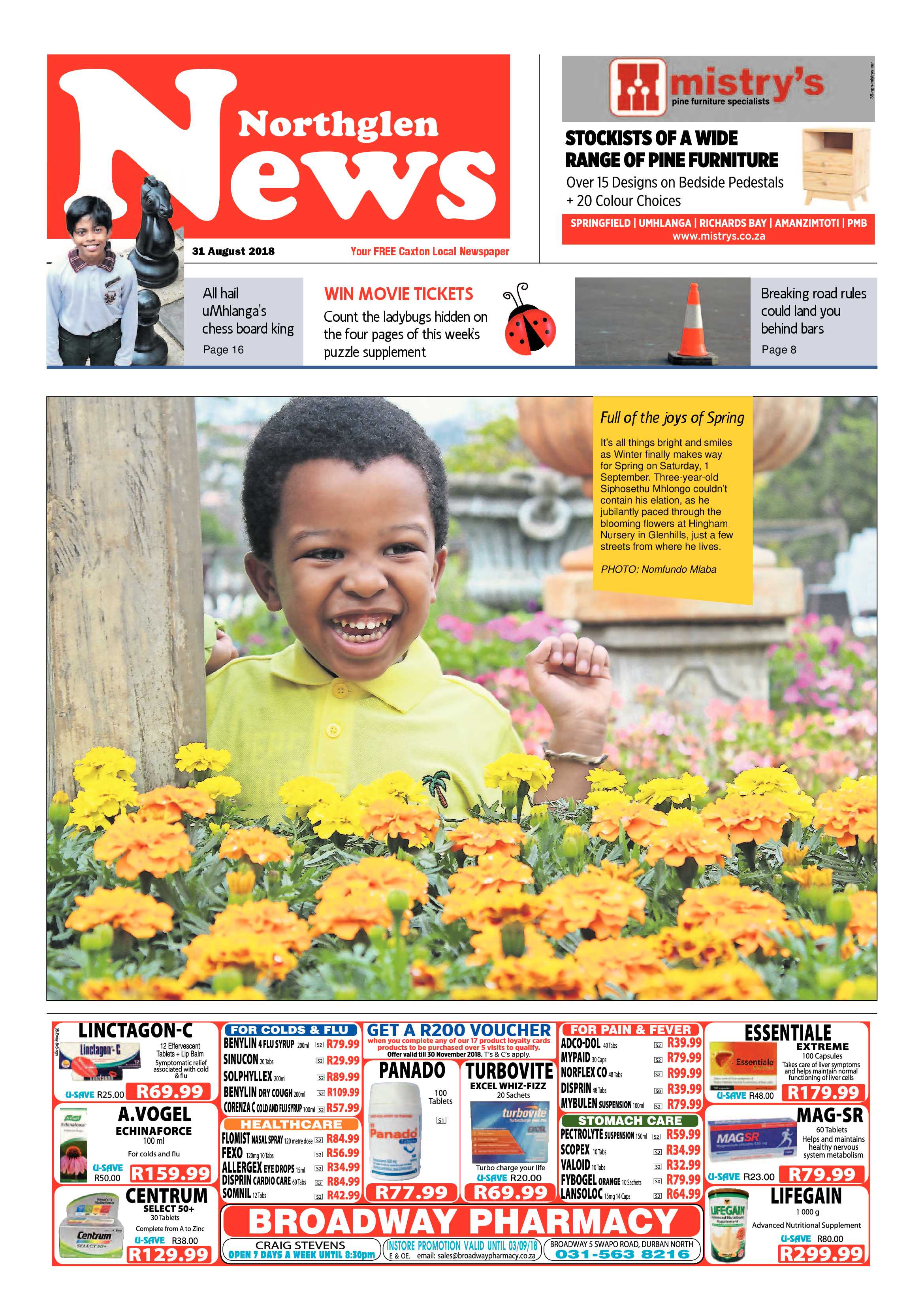 Northglen News 31 August 2018 page 1